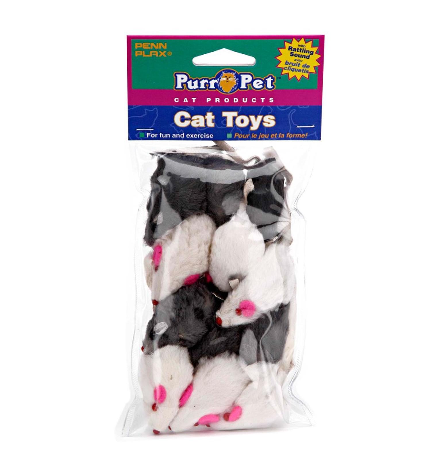 Penn-Plax Play Fur Mice Cat Toys | 12 Pack with Rattling Sounds | Black and White Variety Pack - CAT531 - Buy Online on GoSupps.com