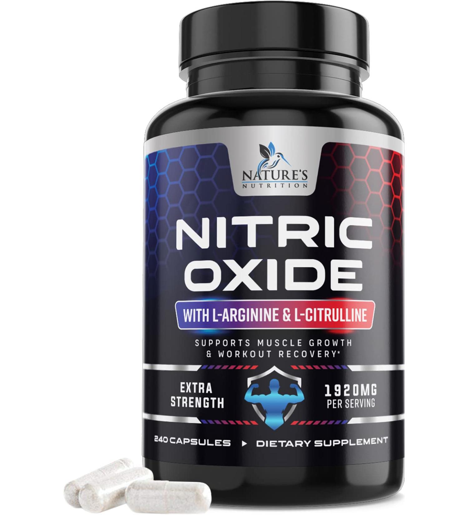 Extra Strength Nitric Oxide Booster - L Arginine Citrulline Malate & AAKG Supplements for Muscle Support & Energy | 240 Capsules - Buy Online on GoSupps.com