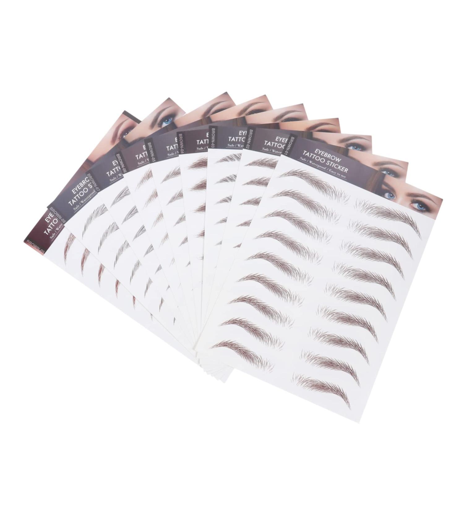 Mipcase 9 Sheets Imitation Eco Eyebrow Sticker Stickers Fake Hair Eyebrows Eyebrow Tool Modeling Template 4d 21.5X14.5cm Brown - Buy Online on GoSupps.com