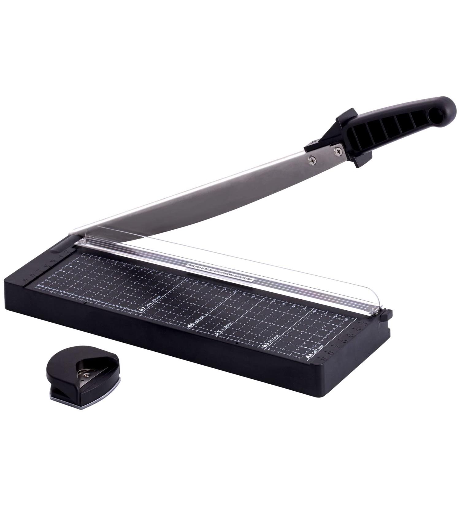 TIANSE Paper Trimmer-12 8 to 12 Sheet Capacity  Paper Cutter Guillotine- with Safety Blade Lock Heavy Duty Metal Base Paper Cutting Board for Home  Office School-Black - Buy Online on GoSupps.com