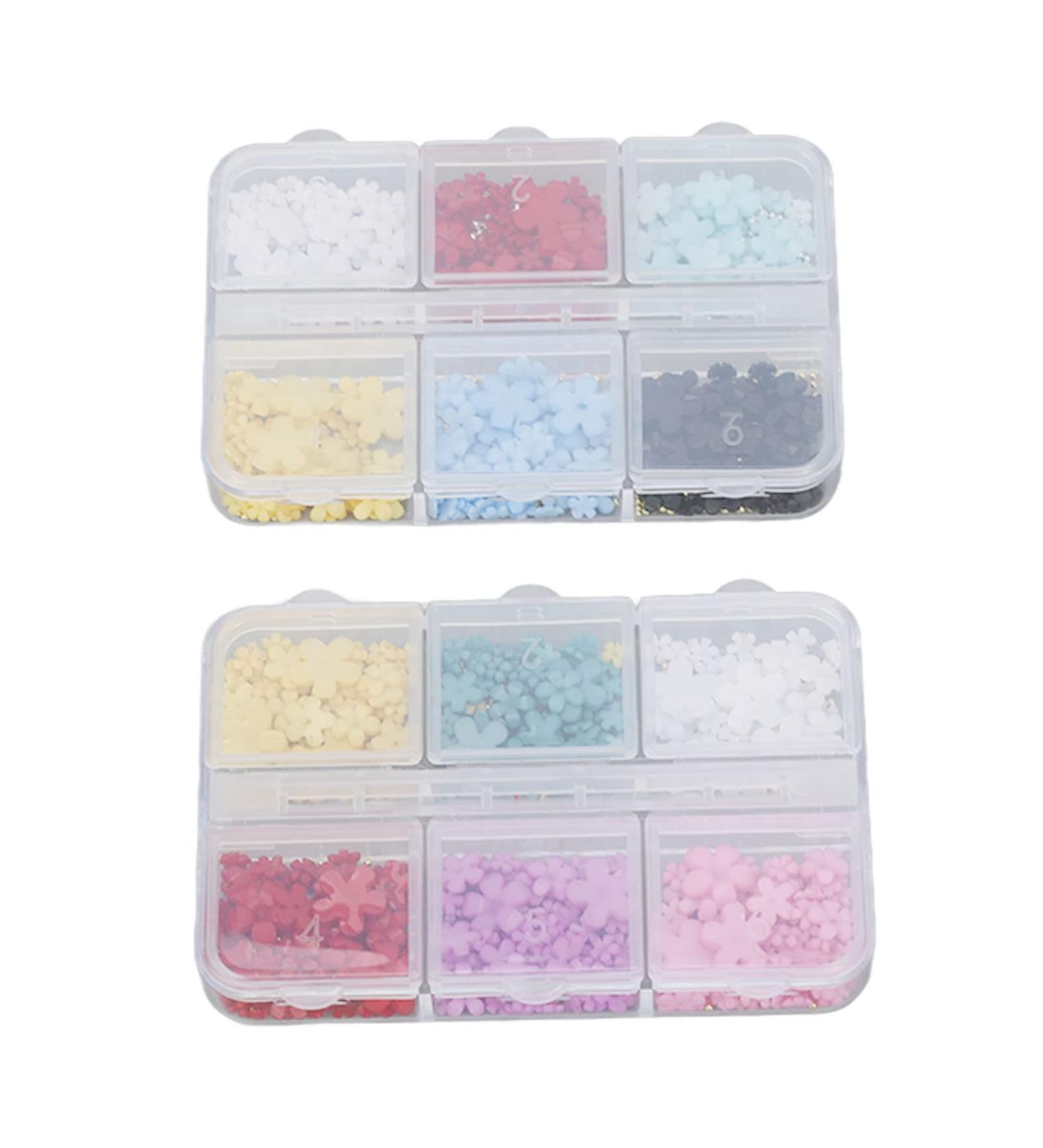 2 Boxes Nail Flowers 3D Nail Rhinestone Flower Flower Nail Charms Resin with 12 Grids DIY Nail Art Decoration Rhinestones Decals for Nail Art Beauty - Buy Online on GoSupps.com