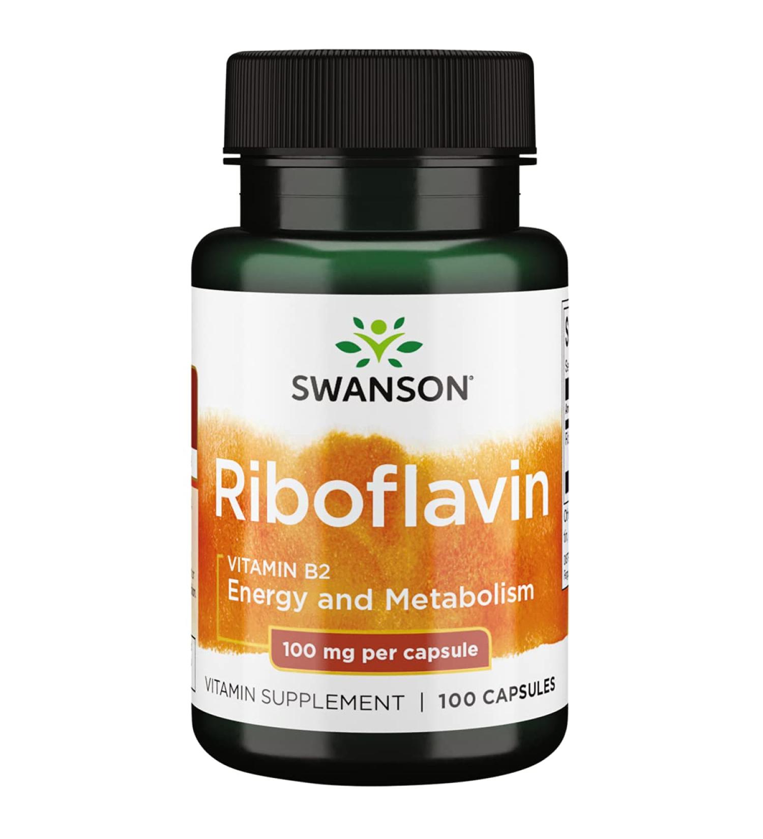 Swanson Vitamin B2 Supplement (Riboflavin) - 100 Capsules, 100mg - Vision & Thyroid Support for Energy Metabolism - Buy Online on GoSupps.com