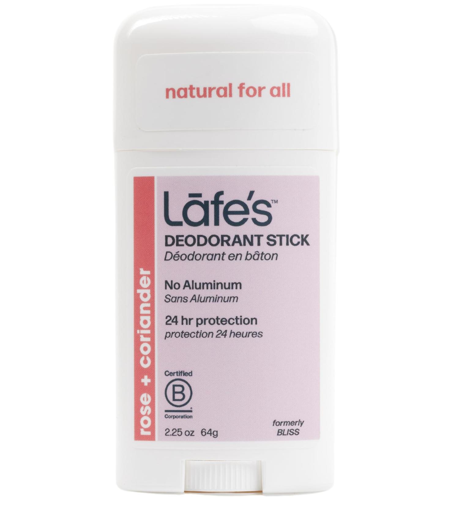 Lafe's Natural Deodorant | 2.25oz Aluminum Free Natural Deodorant Stick for Women & Men | Paraben Free & Baking Soda Free with 24-Hour Protection (Rose & Coriander 2.25oz) - Buy Online on GoSupps.com