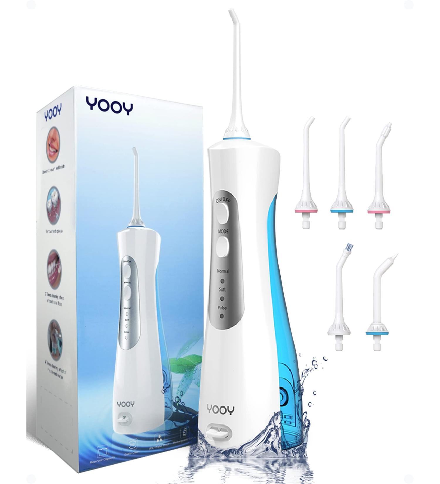 YOOY Cordless Water Flosser with 5 Jet Tips | Portable & Waterproof Dental Oral Irrigator - USB Rechargeable for Home & Travel - Buy Online on GoSupps.com