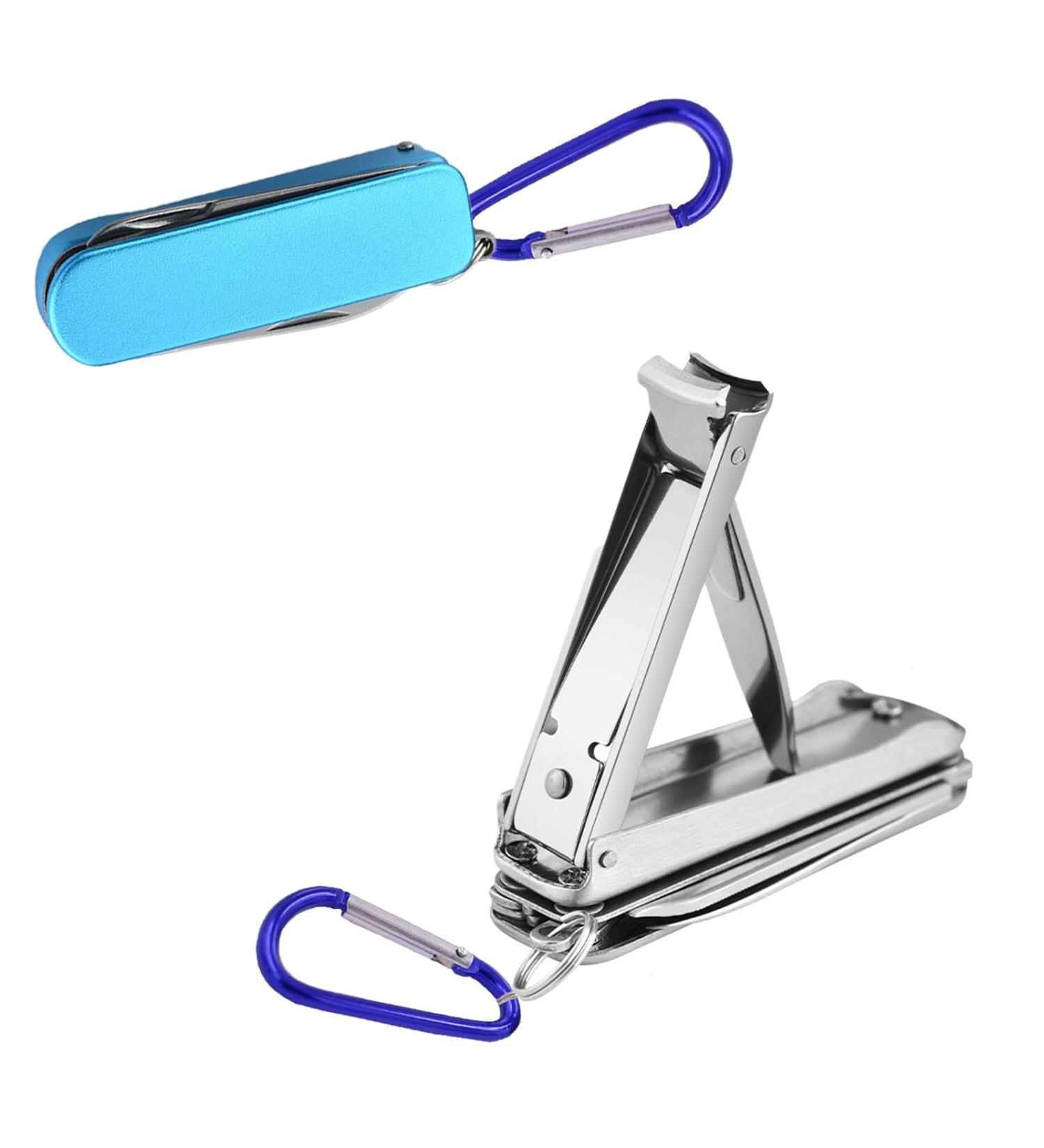 5in1 Mini Multi Nail Clippers Stainless Steel Fingernail and Toenail Scissors Nail File Nose Hair Scissors Sharp Sturdy Nail Cutter Pocket Knife Screwdriver Key Chain for Travel Camping - Buy Online on GoSupps.com