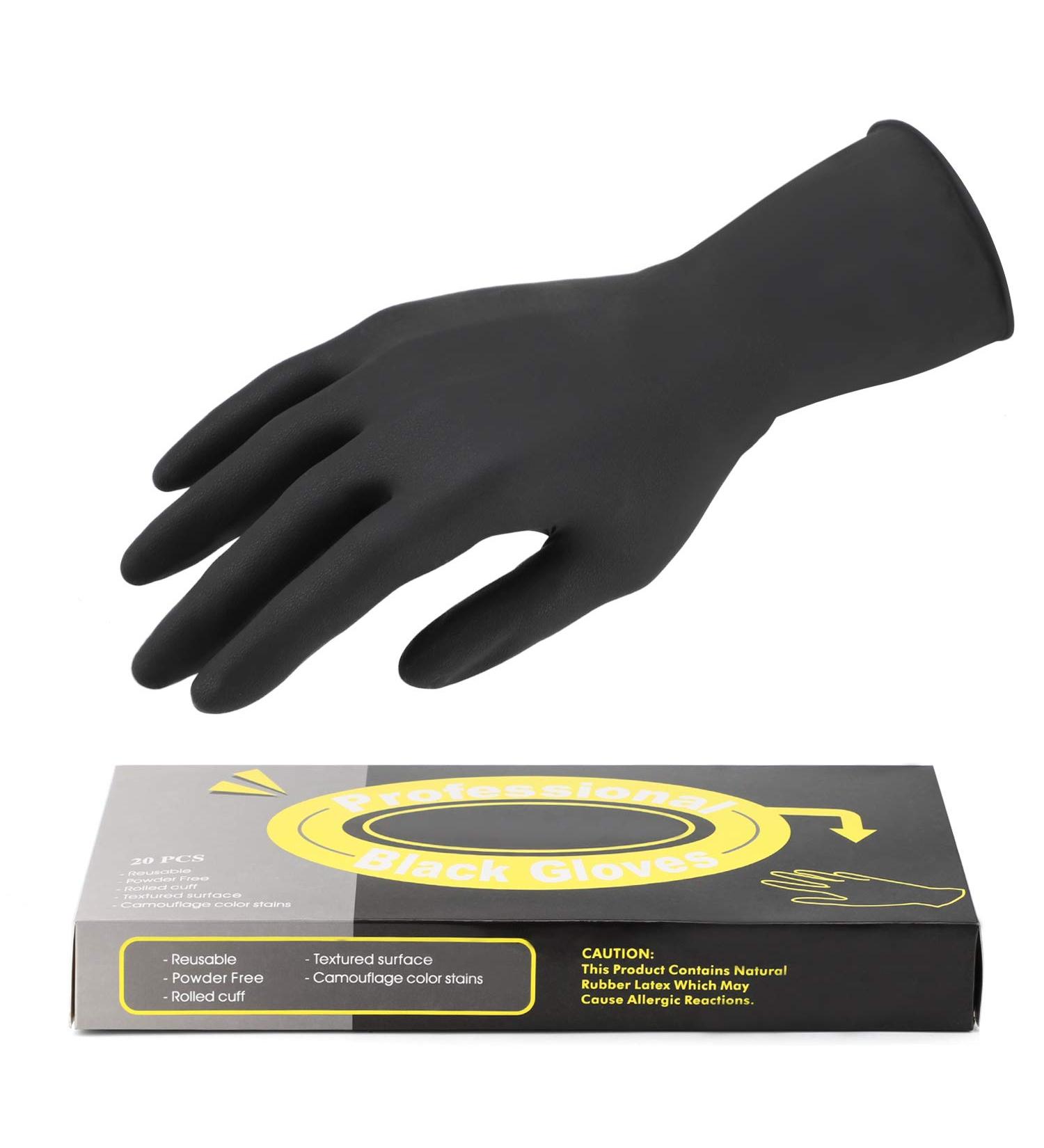 Segbeauty 20 Counts Black Hair Color Gloves - Reusable Powder-Free Latex Dye Gloves for Professional Hair Coloring & House Cleaning (Small - Buy Online on GoSupps.com