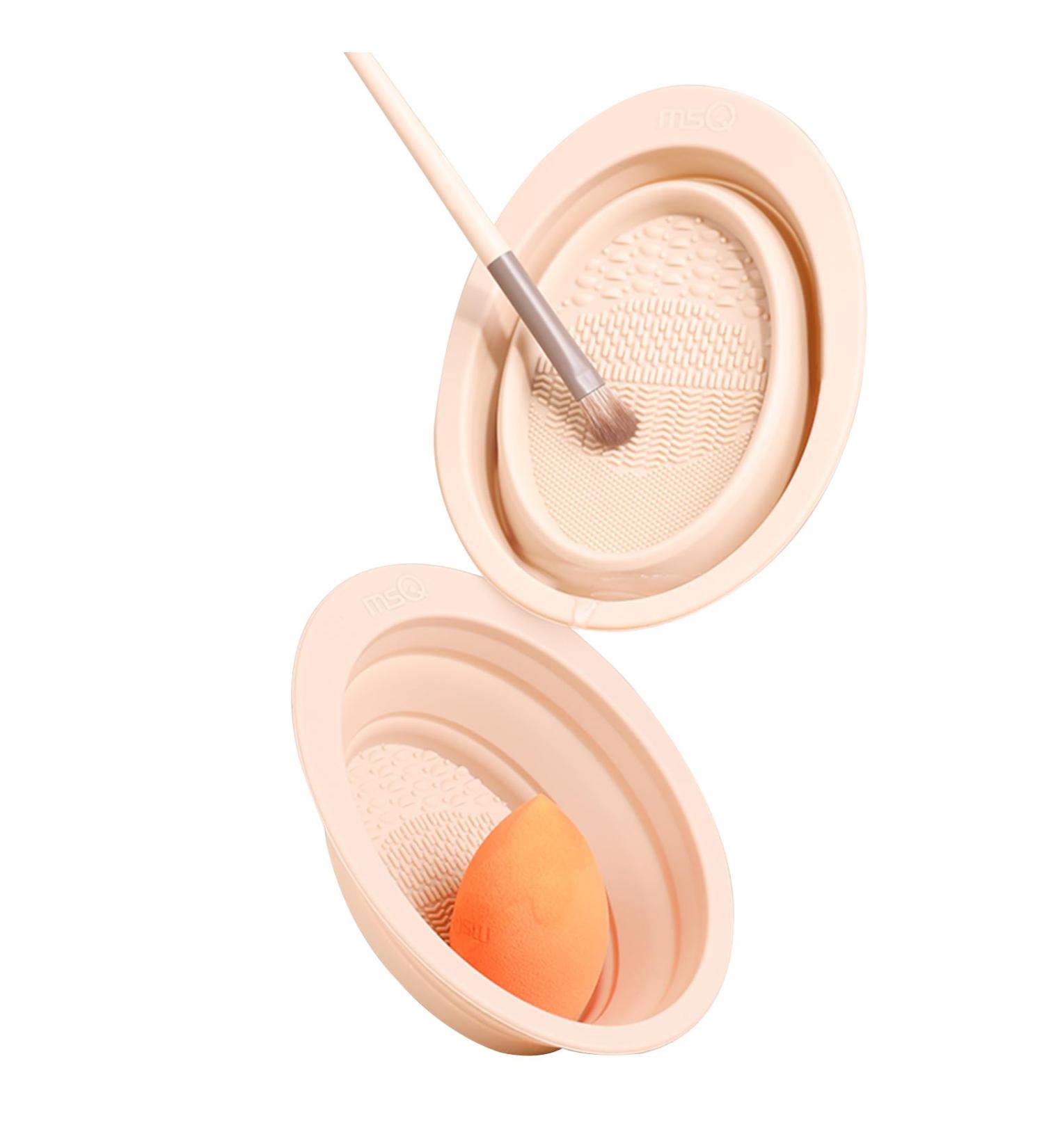 Foldable Silicone Makeup Brush Cleaner Bowl | Portable MSQ Cleaning Mat for Brushes Powder Puffs & Sponges - Buy Online on GoSupps.com
