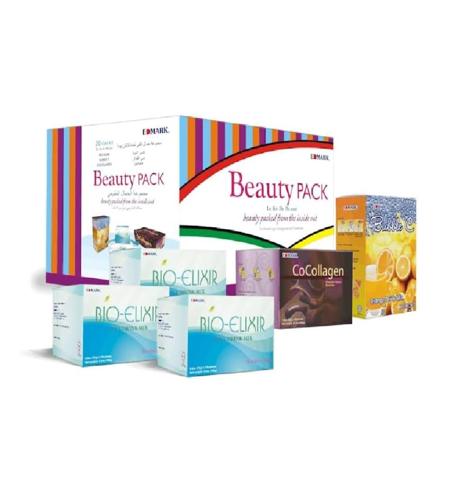 EDMARK Beauty Pack - 2 Bio-Elixir 1 Box Bubble C and 1 Box Cocollagen Plus 1 Free Box of Bio-Elixir - Ageless Vitality Pack for Skin - Buy Online on GoSupps.com