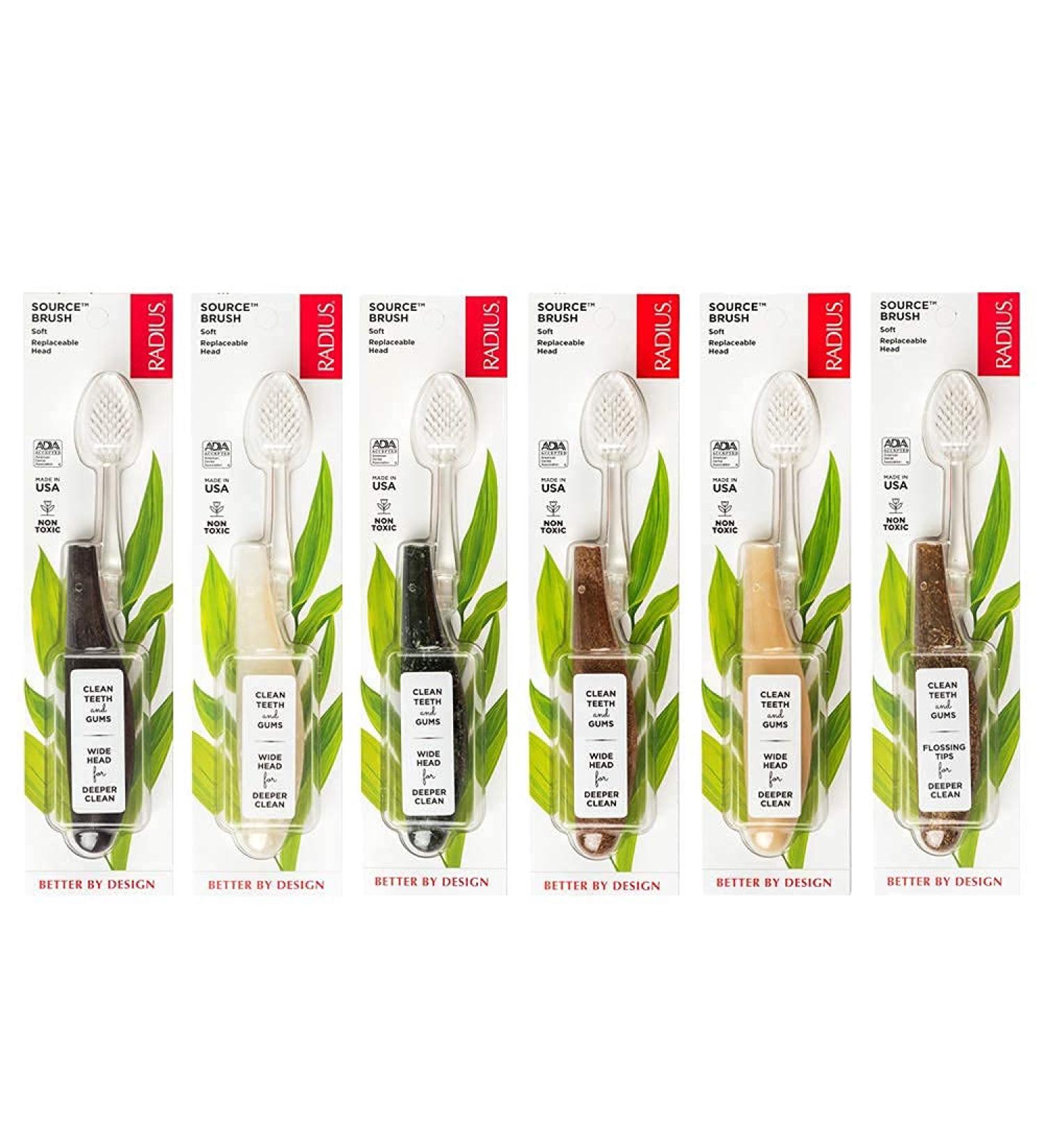 RADIUS Toothbrush Source Floss Brush - BPA Free ADA Accepted Soft - Improve Gum Health - Assorted Colors - 6 Pack - Buy Online on GoSupps.com