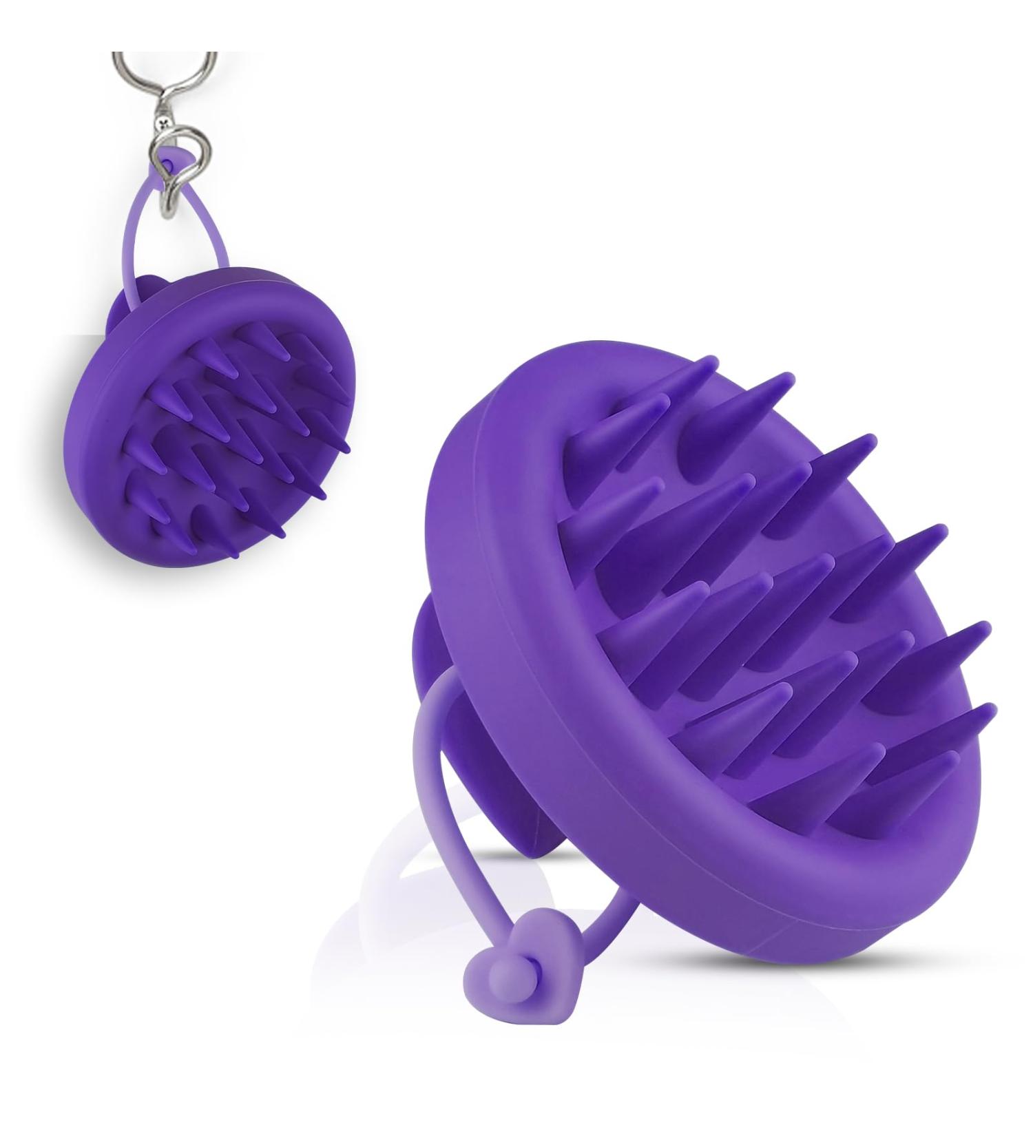 Head Massage Brush | Silicone Scalp Massager for Hair Growth | Purple Shampoo Brush - Buy Online on GoSupps.com