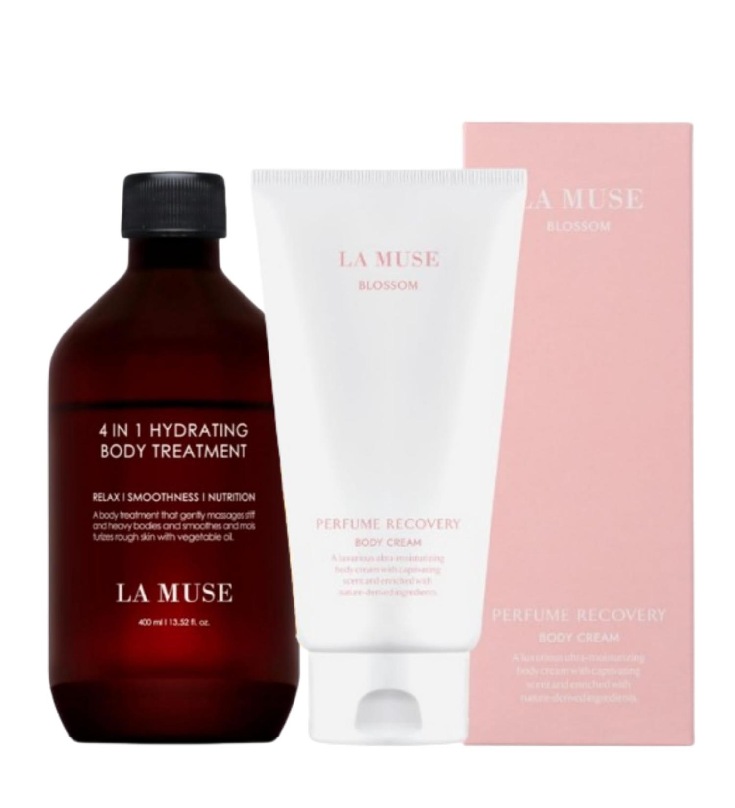 LA MUSE 4-in-1 Body Treatment & Body Cream(Blossom) | Exfoliating and Massaging Oil with Hydrating Body Cream | For Smooth, Nourished, and Revitalized Skin | Complete Relaxing Body Care Routine - Buy Online on GoSupps.com