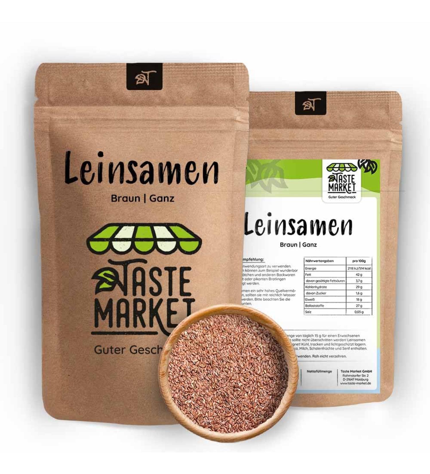  TASTE Guter Geschmack 2 x 100g Brown Flax Seeds - Whole - Brown Flax Seeds - Natural - Taste Market - Buy Online on GoSupps.com