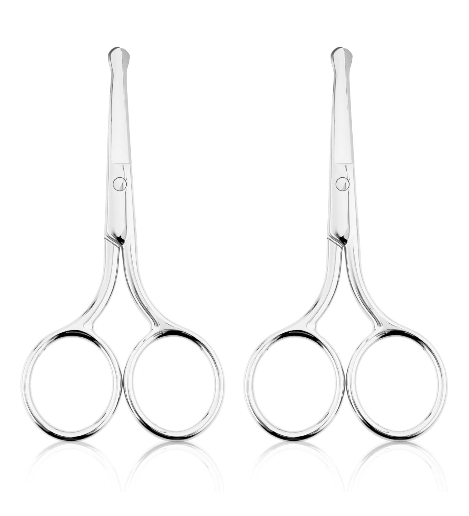 YUXIANLB 2PCS Professional Grooming Scissors Set - Hair Cutting, Eyebrow & Nose Trimmer, Facial Hair Removal - Stainless Steel (Silver) - Buy Online on GoSupps.com