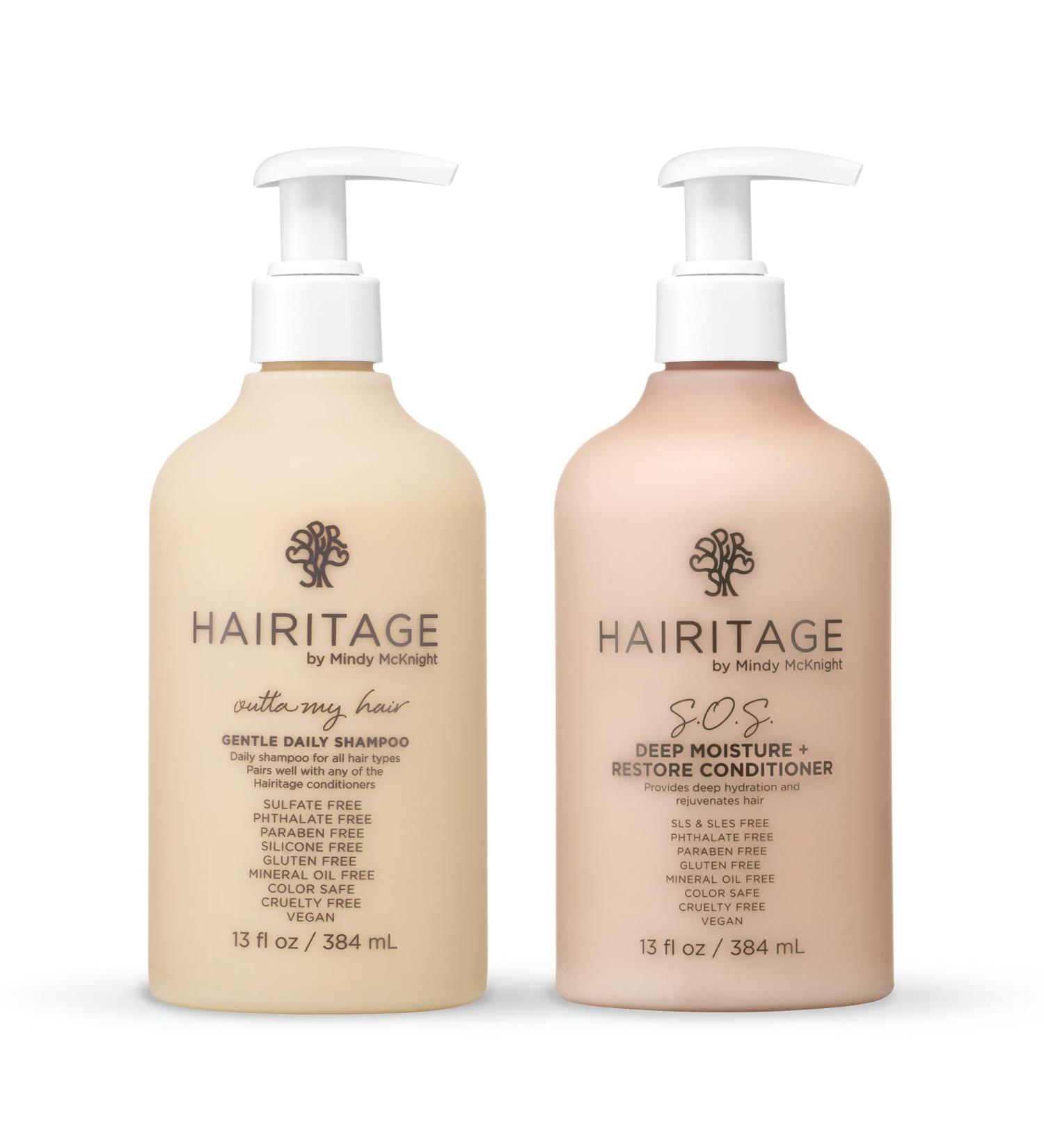 Hairitage Outta My Hair Gentle Daily Shampoo & SOS Deep Moisture Conditioner - Hydrating Jojoba & Safflower Oil - 13 oz - International Shipping Available - Buy Online on GoSupps.com