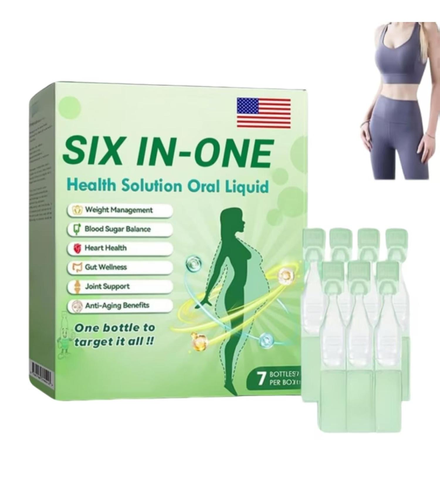 2025 New Six-in-One Oral Solution Six-in-One Health Solution Oral Liquid - Promote Intestinal Digestio Natural Slim Supplement Oral Drops for Women and Men (1 BOX) - Buy Online on GoSupps.com