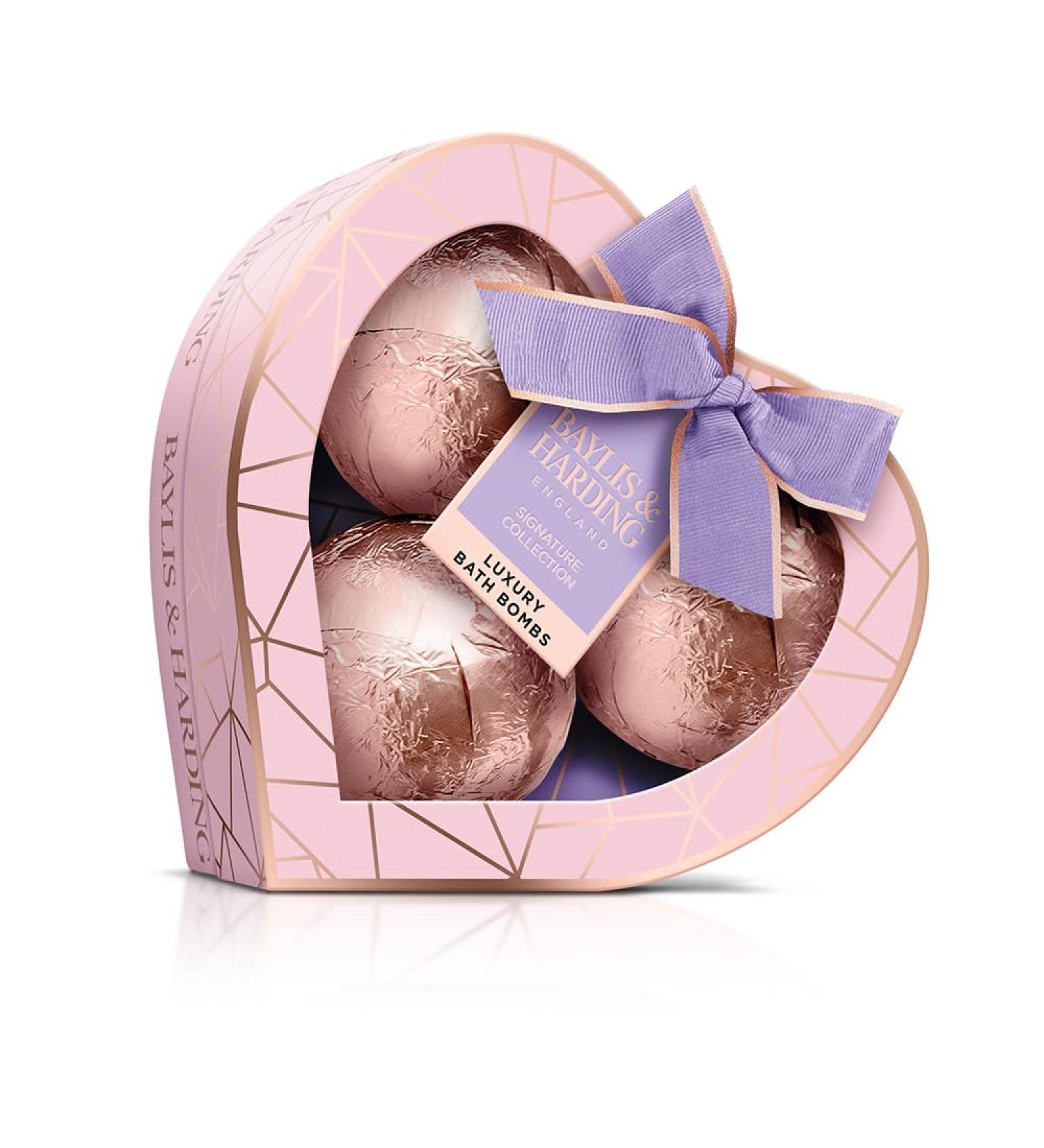 Baylis & Harding Jojoba Vanilla & Almond Oil Bath Bomb Heart Trio Gift Set - Vegan Friendly - Buy Online on GoSupps.com