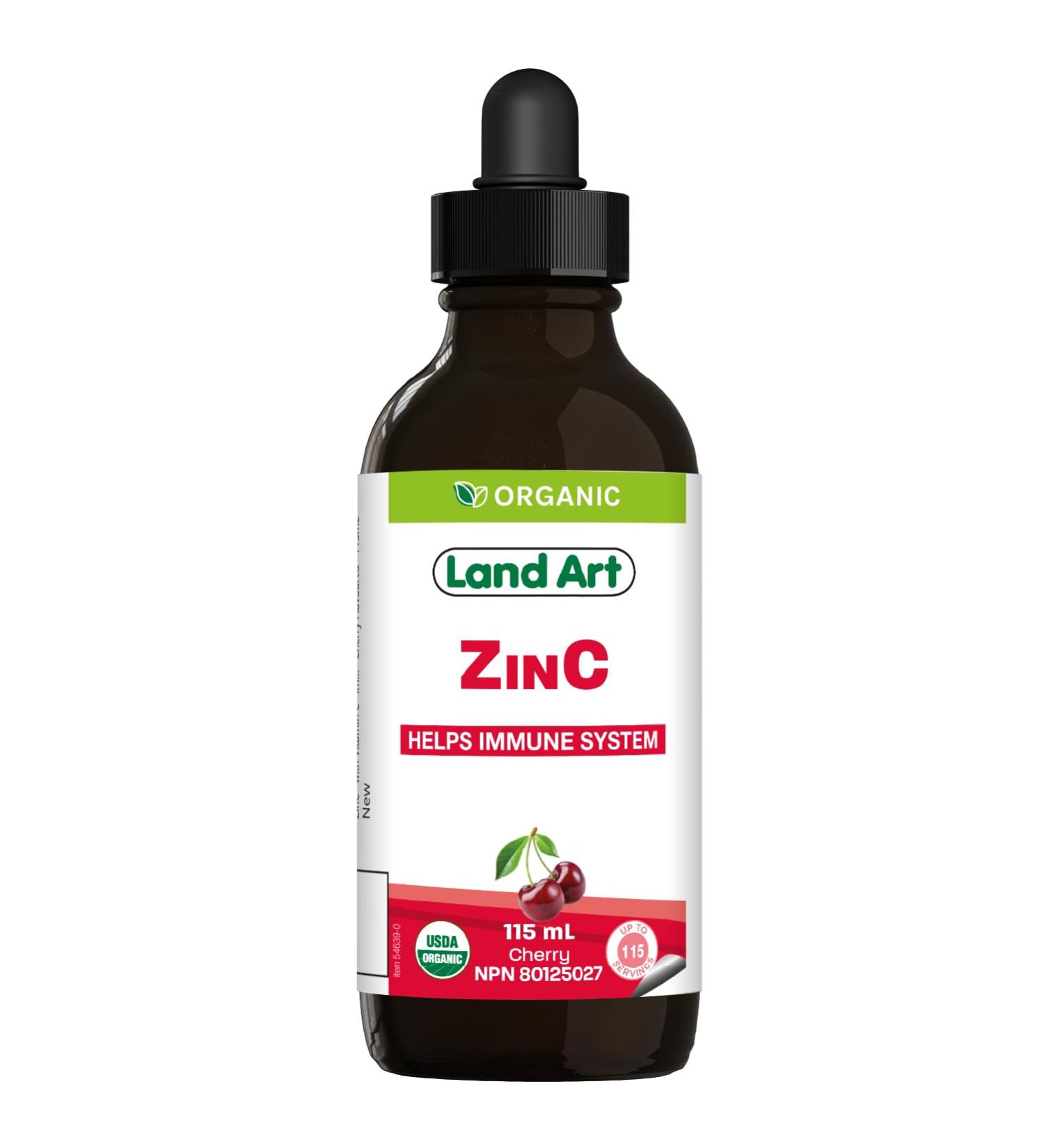 Certified Organic ZINC - Up to 230 Servings - Kids & Adults - Zinc with Vitamin C - Immunity & Energy - Vegan - Sugar Free - Cherry Flavour - Made in Canada - Buy Online on GoSupps.com