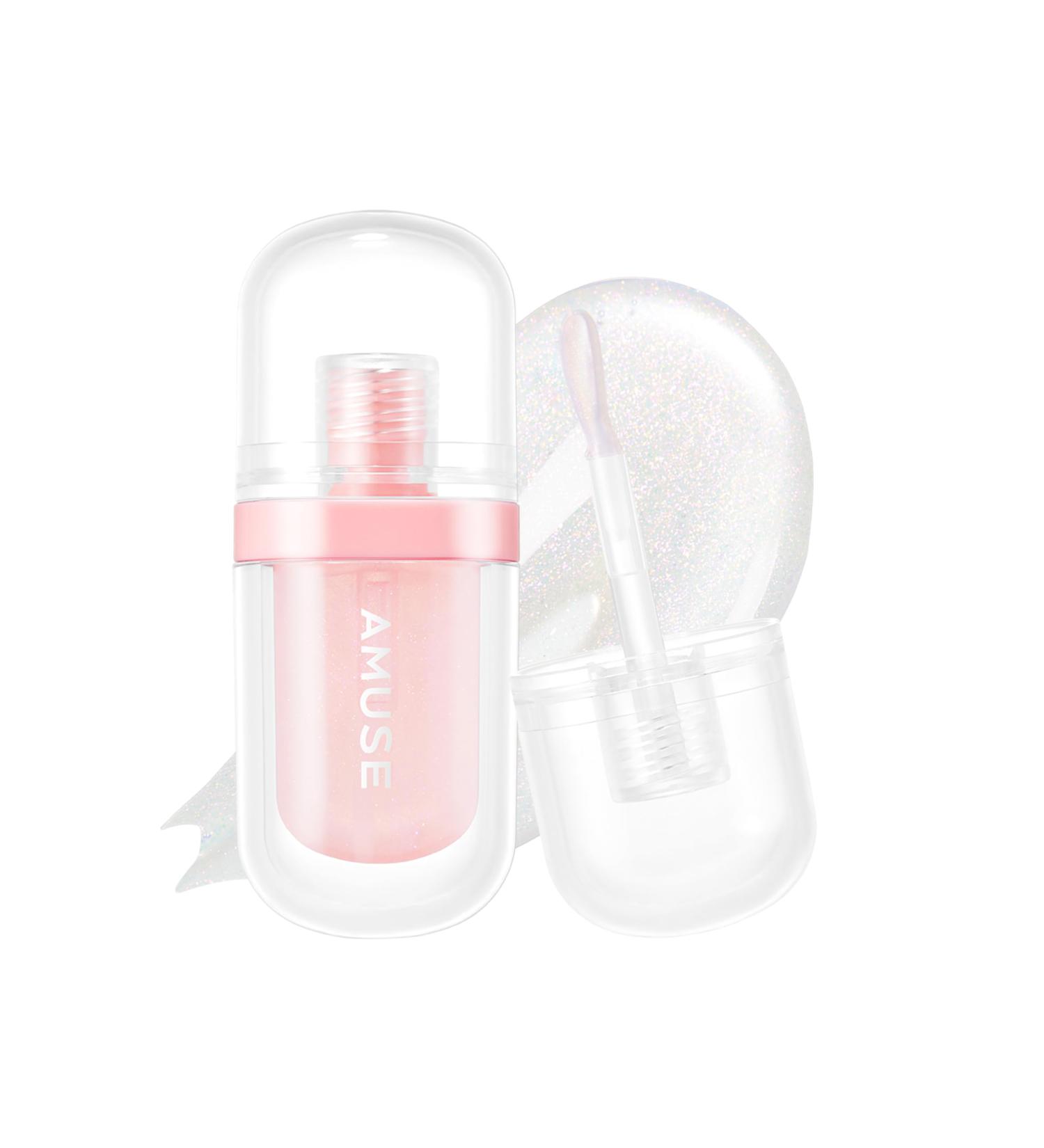 Amuse SEOUL Lip Fuller | Pink Diamond Lip Plumper Gold Glitter Lip Gloss Glossy Melting Lip Moisturizing Shine Korean Make-up Glass Texture Vegan - Buy Online on GoSupps.com