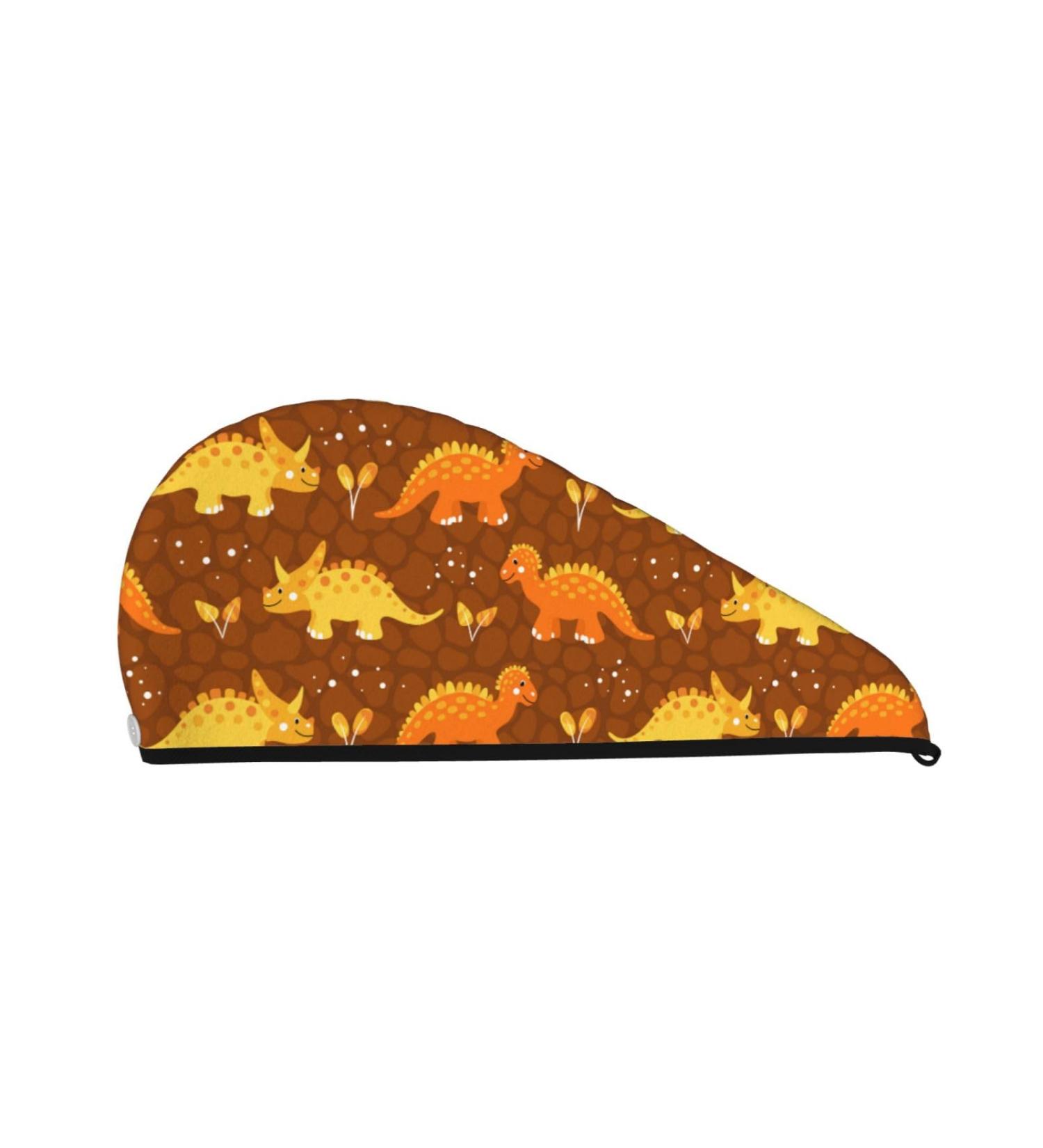 Dinosaurs & Leaves Microfiber Hair Towel | Super Absorbent Coral Velvet Wrap for Women - Perfect for Long Curly & Thick Hair - Buy Online on GoSupps.com
