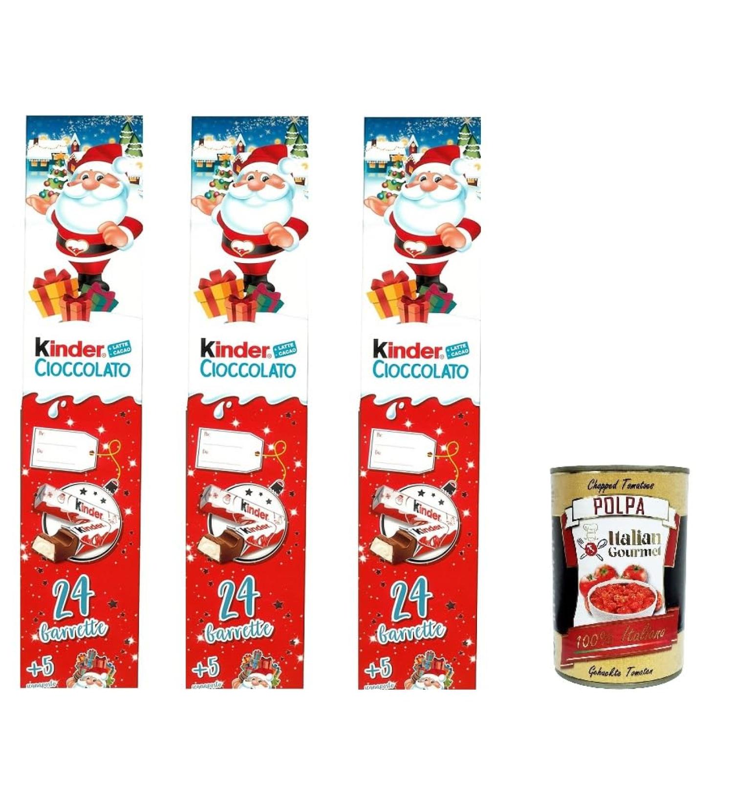  Italian Gourmet E.R. Set of 3 children's chocolates half meter 24 bars + 5 placemats for your Christmas table + 400g gourmet Italian polpa - Buy Online on GoSupps.com