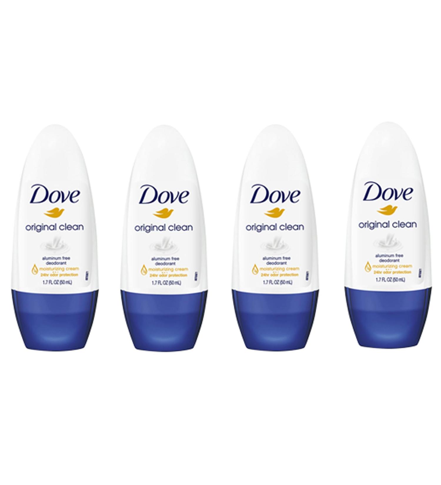 Dove Original Clean Roll On Deodorant Aluminum Free All Day Odor Protection 4-Pack 1.7 FL Oz Each 4 Bottles Body Deodorant - Buy Online on GoSupps.com
