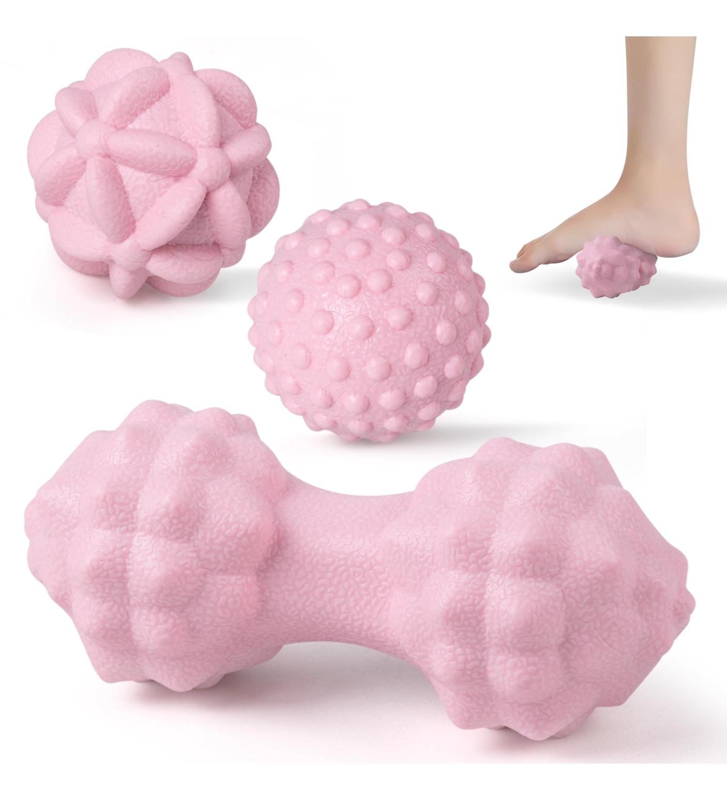 Buy Megavow 3 Massage Ball Set - Fascia & Trigger Point Massage Balls for Back Feet Hands & Neck - Pink International Shipping Available - Buy Online on GoSupps.com