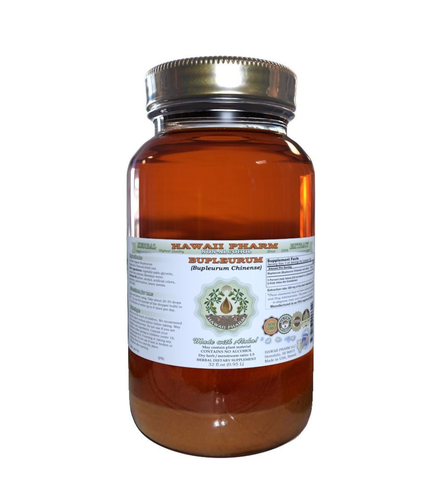 Bupleurum Alcohol-Free Liquid Extract Organic Bupleurum (Bupleurum Chinense) Dried Root Glycerite Hawaii Pharm Natural Herbal Supplement 32 oz Unfiltered 32 Fl Oz (Pack of 1) - Buy Online on GoSupps.com