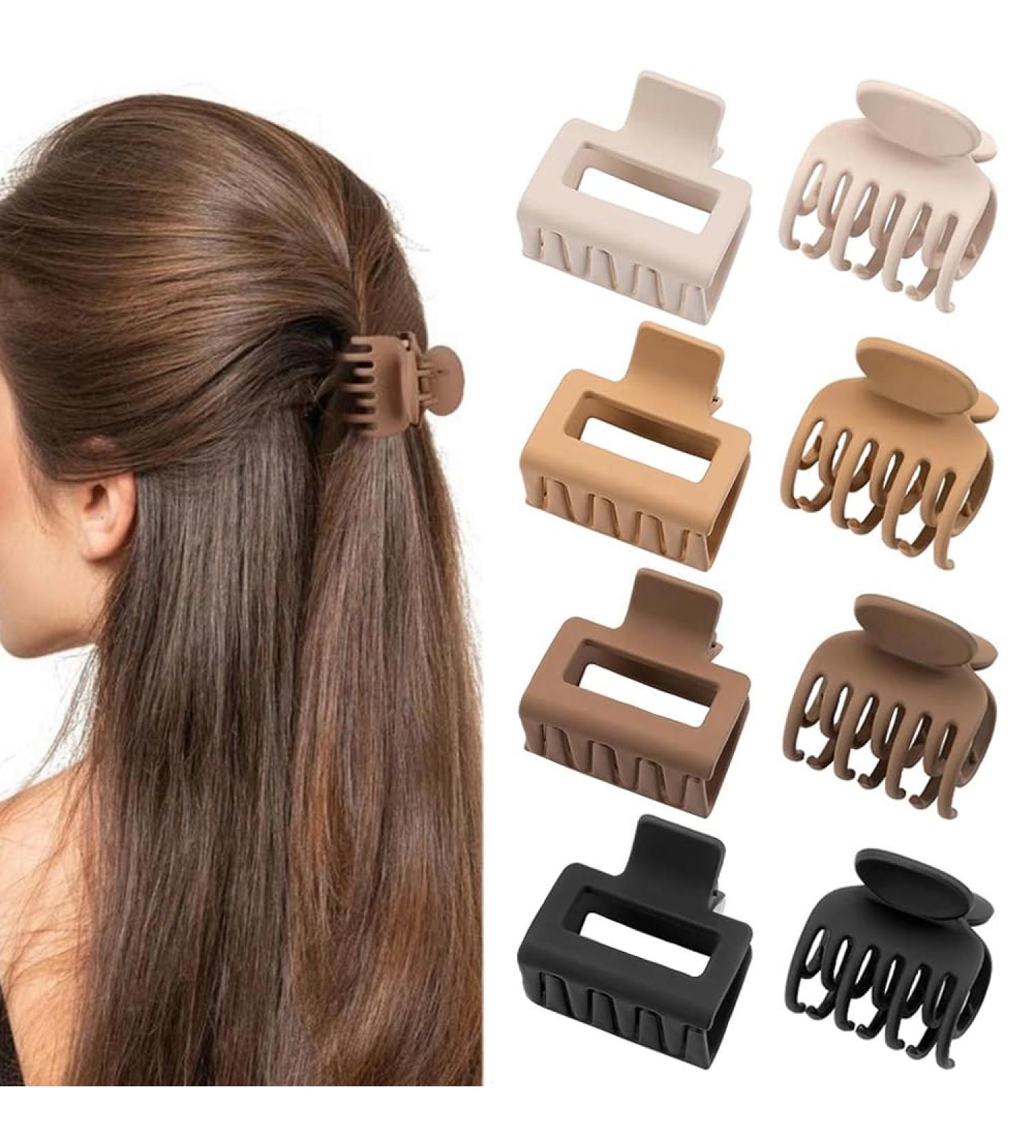 ZSPERKLA 8 Pcs Small Square Hair Claw Clips Double Row Teeth Hair Clips 4 cm Non-Slip Matte Rectangular Medium Hair Clips Styling Accessories for Women Girls - Buy Online on GoSupps.com