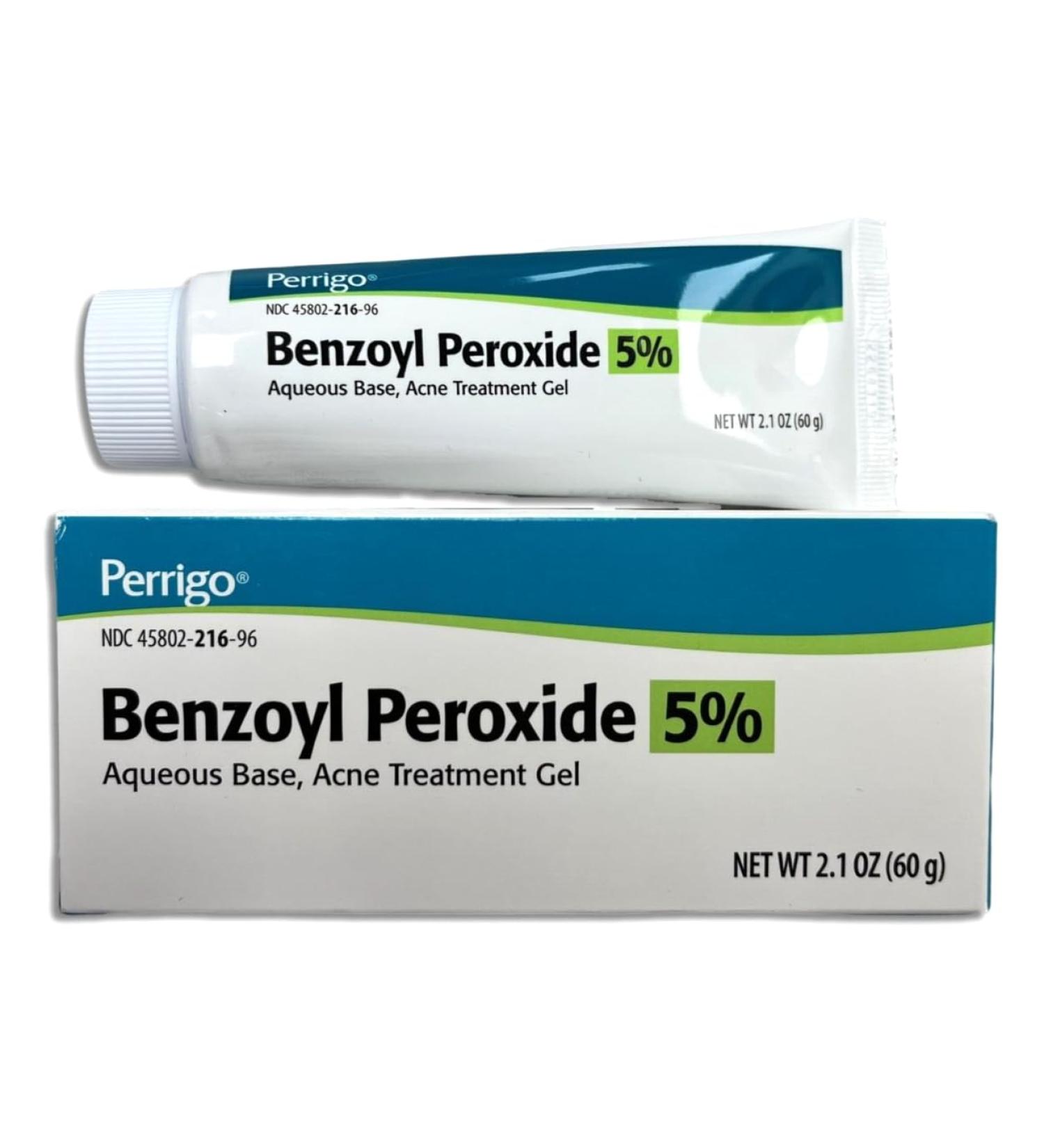 Perrigo 5% Benzoyl Peroxide Acne Treatment Gel 60gm Tube - Buy Online on GoSupps.com