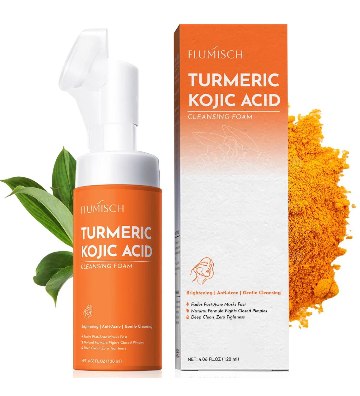 Turmeric Kojic Acid Facial Cleanser Brightening Foaming Face Wash with Soft Massage Heads Kojic Acid Cleanser Exfoliating Turmeric Cleansing for Dark Spots 4.06fl.oz 4.06 Fl Oz (Pack of 1) - Buy Online on GoSupps.com