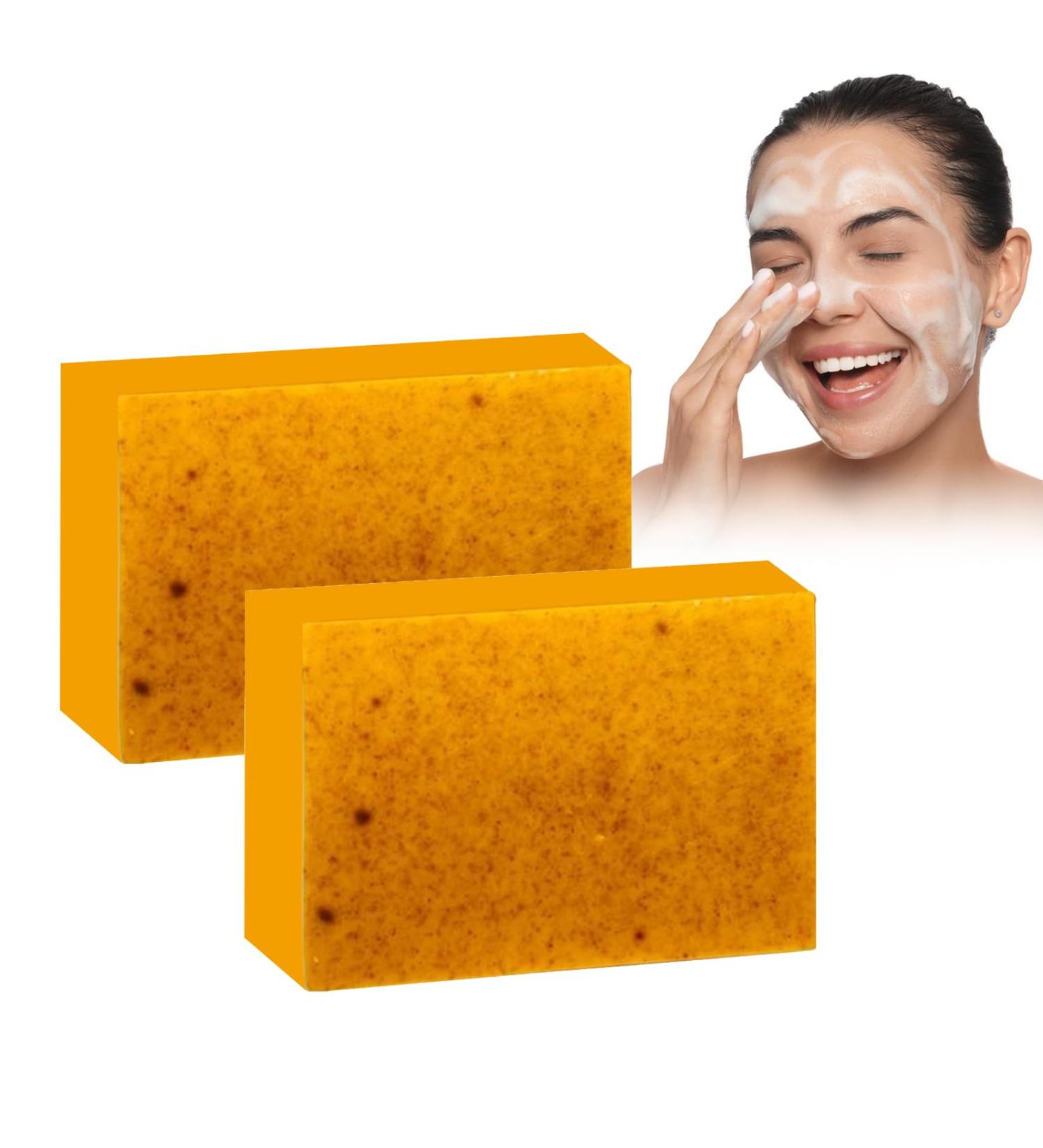  Beslibate Turmeric soap turmeric skin lightening soap turmeric skin lightening soap dark spot removal for face and body moisturizing lightening bath soap 100g 2PC soap-4 - Buy Online on GoSupps.com
