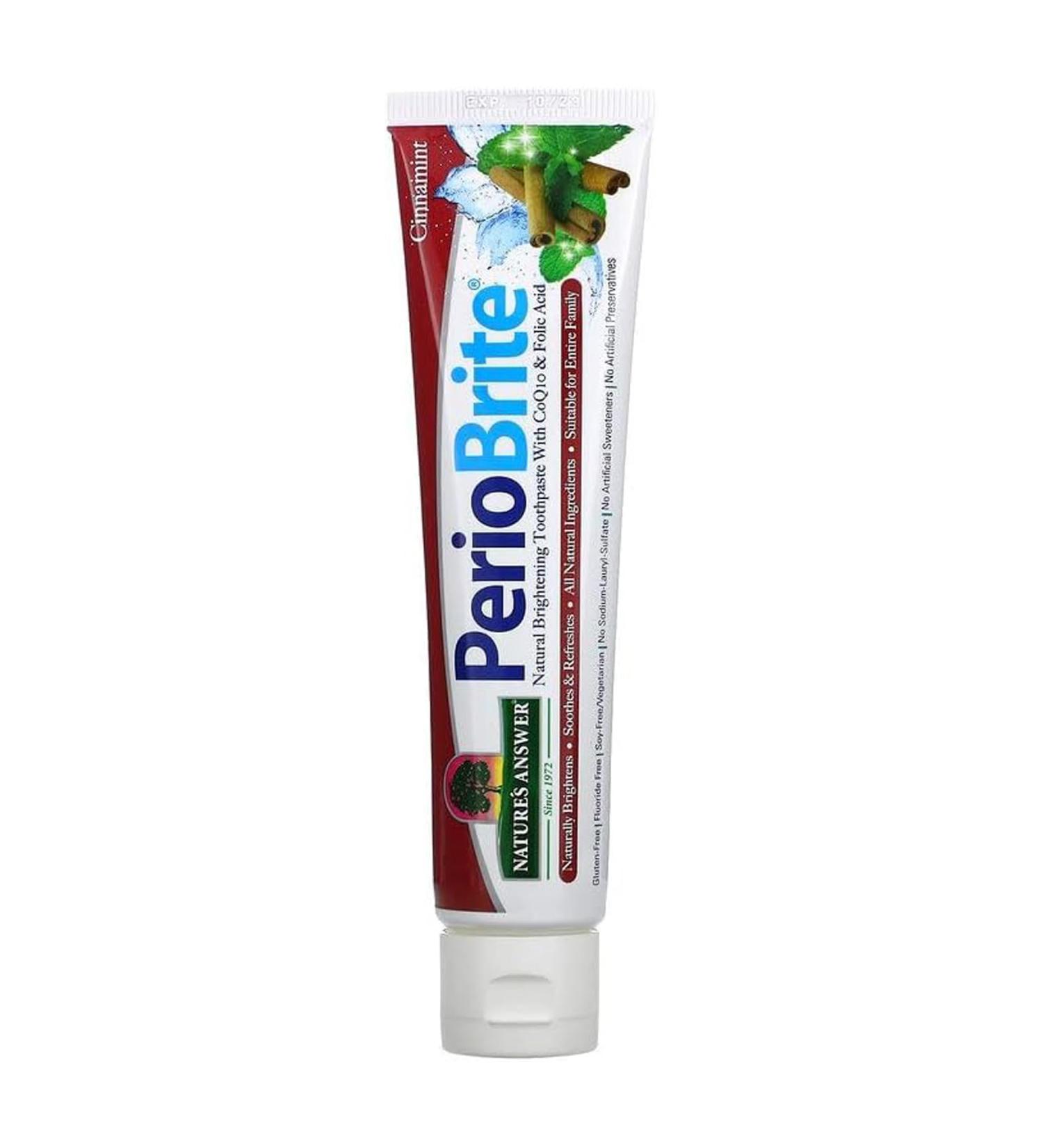Natures Answer Periobrite Cinnamon Toothpaste 113g | Gluten-Free Vegan & Non-GMO Lab-Tested Formula - Buy Online on GoSupps.com