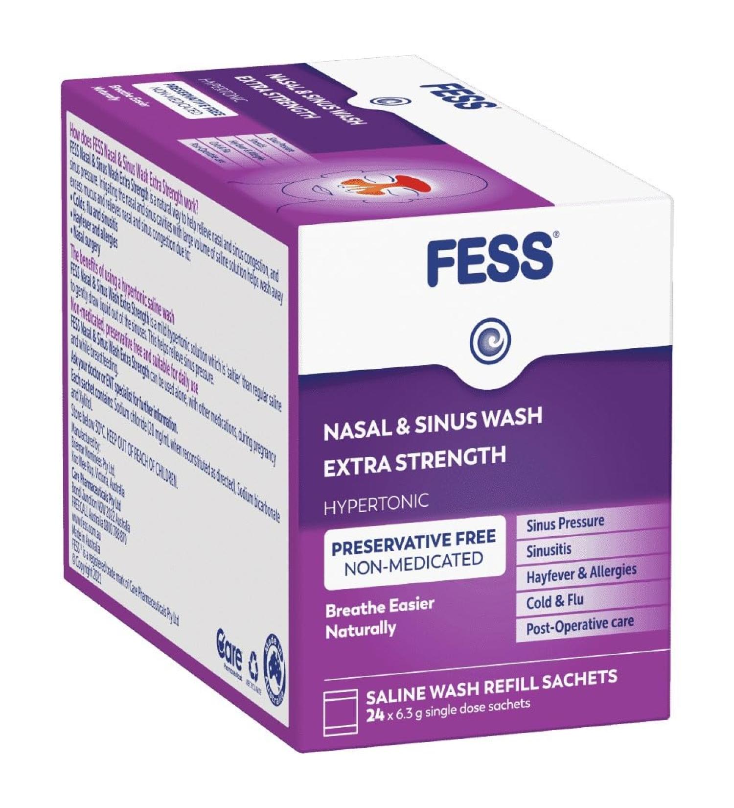 Fess Nasal & Sinus Wash Extra Strength Refill 24 Sachets - Buy Online on GoSupps.com