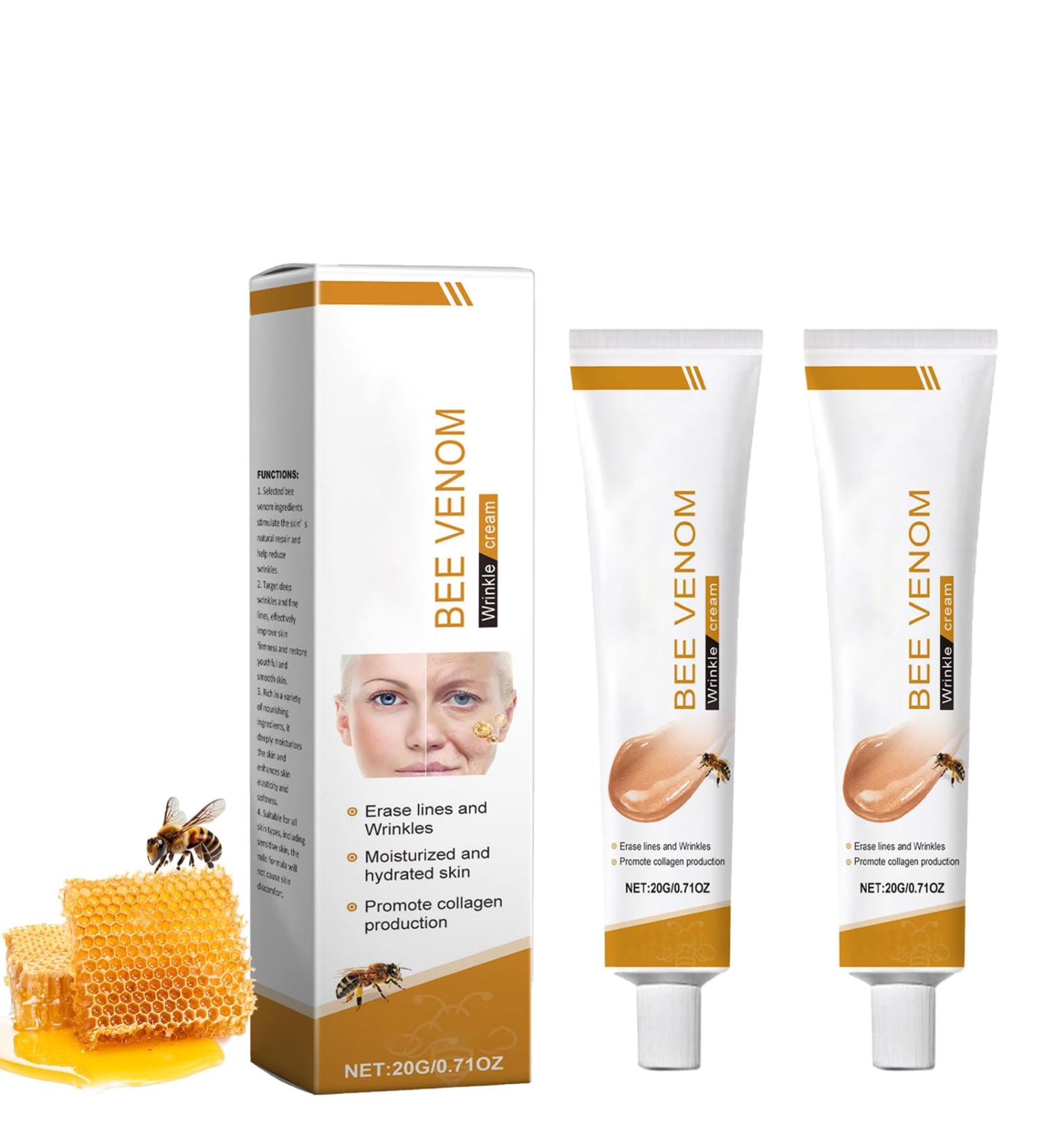 X2X6945 2 pieces bee venom antiwrinkle cream 20 g bee cream for tight skin antiwrinkle cream for face and neck wrinkle removal cream for all skin types - Buy Online on GoSupps.com