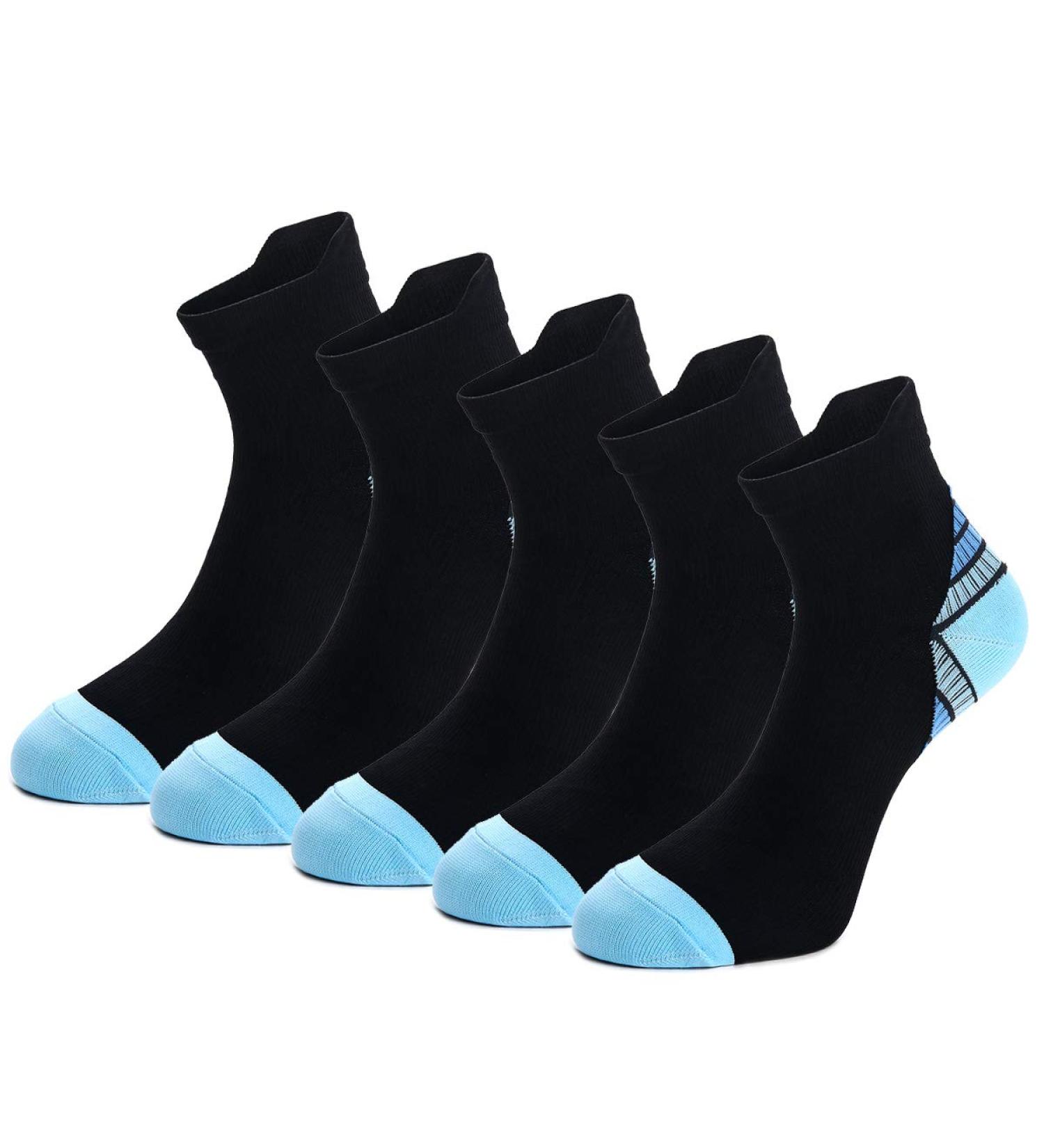 Shop 5 Pairs of Lightweight Compression Sports Socks for Men & Women - Ideal Running & Sneaker Socks | M nner Compression Stockings L Blue - Buy Online on GoSupps.com
