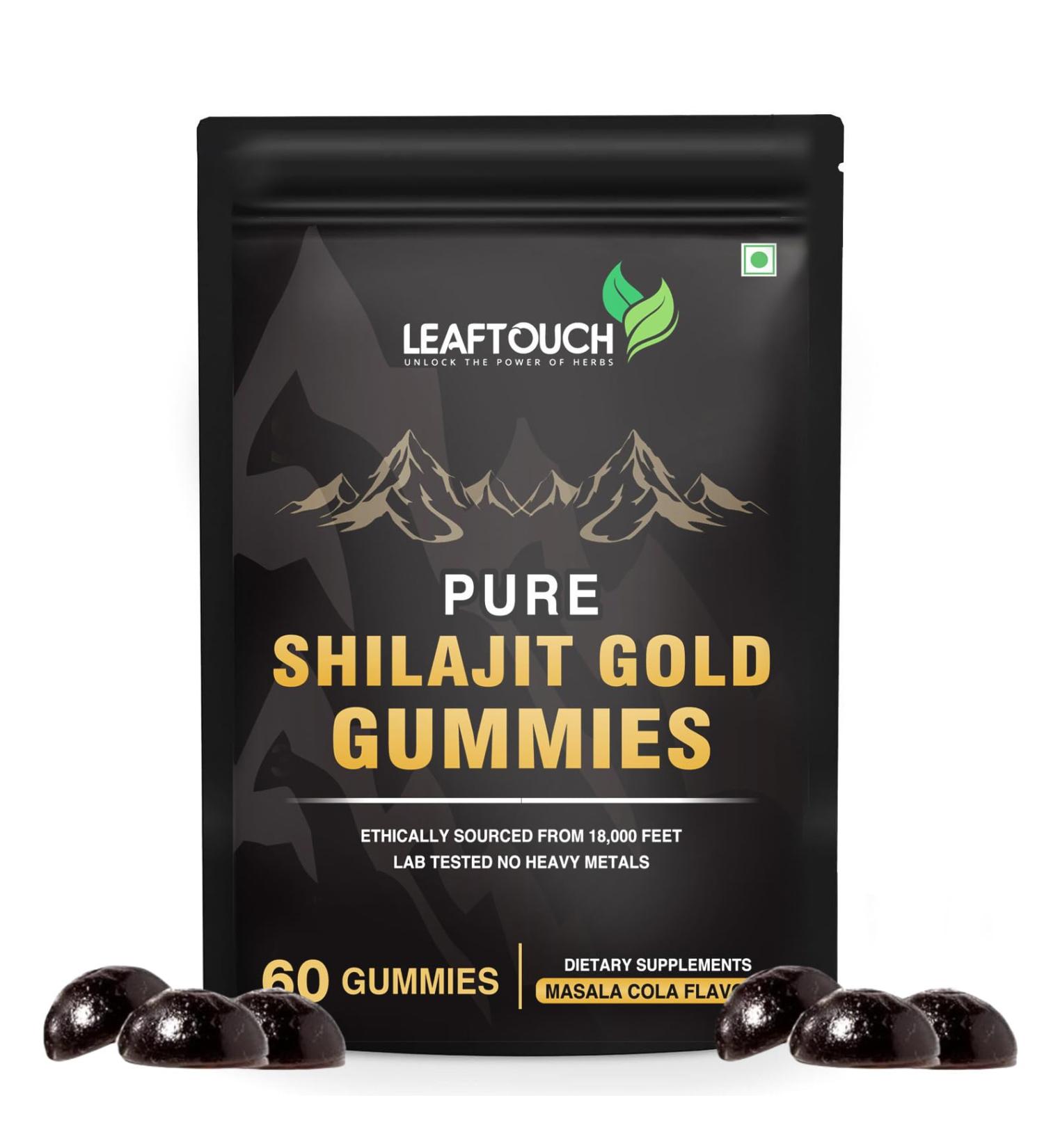 LEAFTOUCH Shilajit Gold Gummies | Masala Cola Flavour | Every Gummies are Wrapped in Individual Transparent Wrapper | 60 Gummy. - Buy Online on GoSupps.com