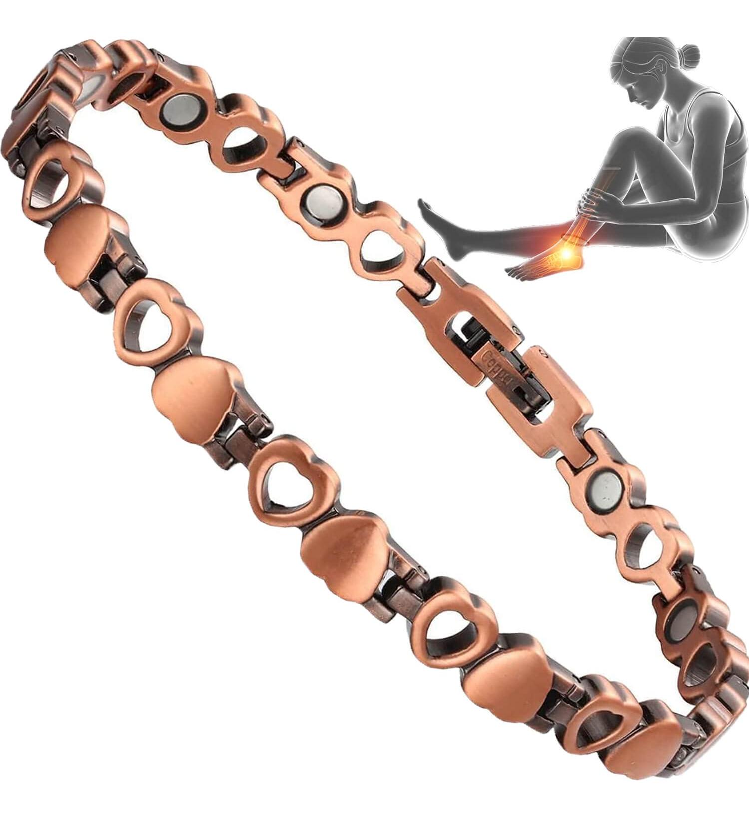 99.99% Pure Copper Anklet for Women | Lovely Heart Design | Adjustable Rose Gold Jewelry - Buy Online on GoSupps.com