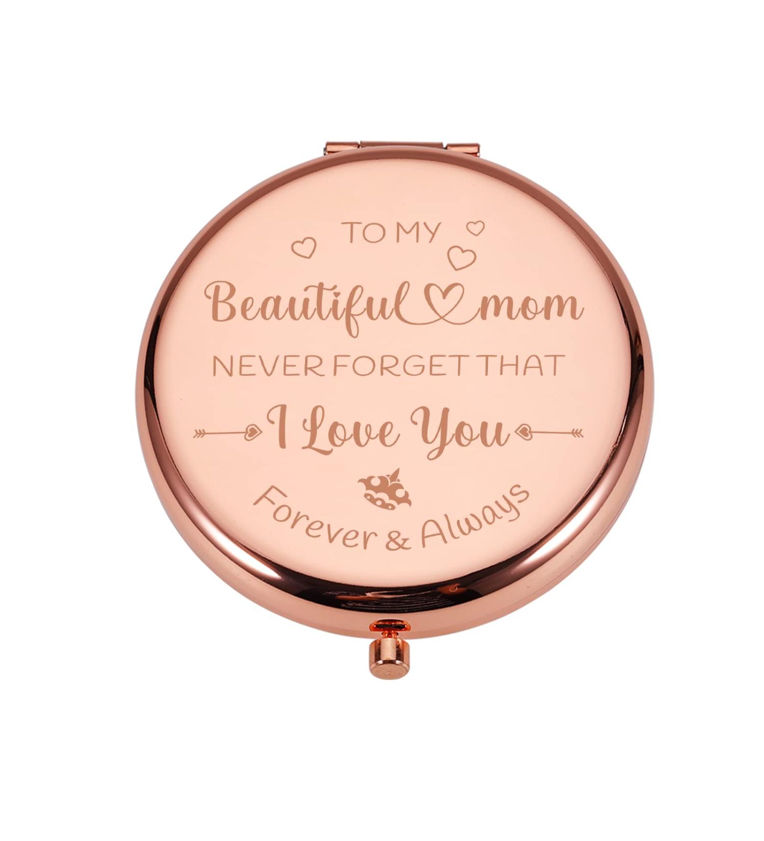 I Love You Mom Rose Gold Compact Mirror - Sentimental Mother's Day Gift from Daughter/Son - Buy Online on GoSupps.com