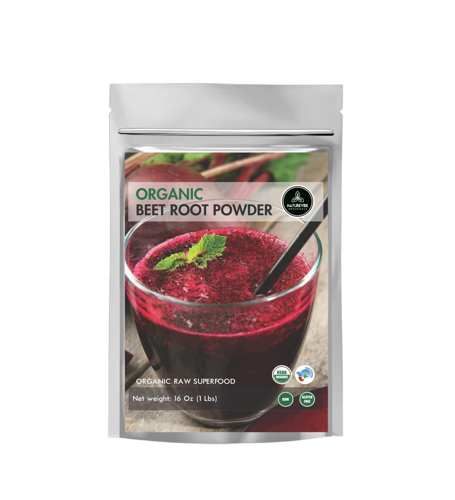 Organic Beet Root Powder (1 lb) | Naturevibe Botanicals | Raw & Non-GMO | Nitric Oxide Booster for Stamina and Energy | Packaging May Vary - Buy Online on GoSupps.com