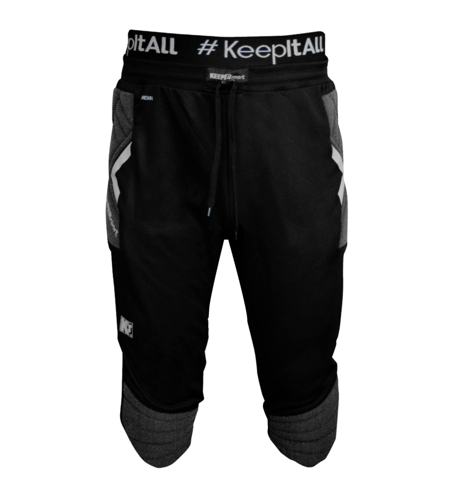 KEEPERsport Football Goalkeeper Pants - 3/4 Training Pants for Kids | High-Quality Teamsport Textile - Size 164 - Black - Buy Online on GoSupps.com