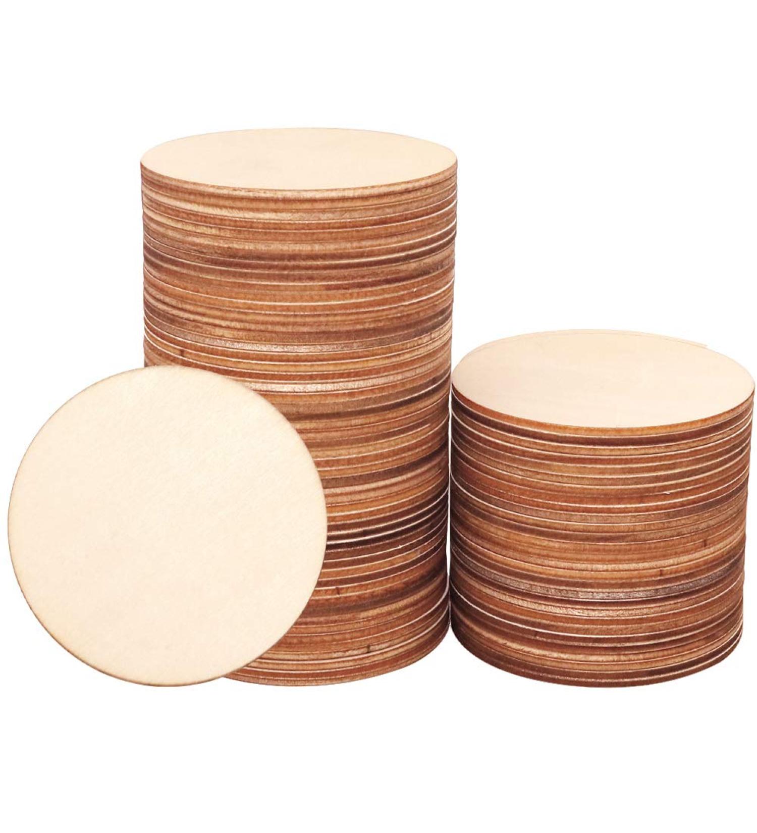 80pcs 3 Inch Unfinished Wood Circles for Crafts - Wooden Coasters, DIY Projects, Home Decor - Blank Wood Slices for Children and Students - Buy Online on GoSupps.com