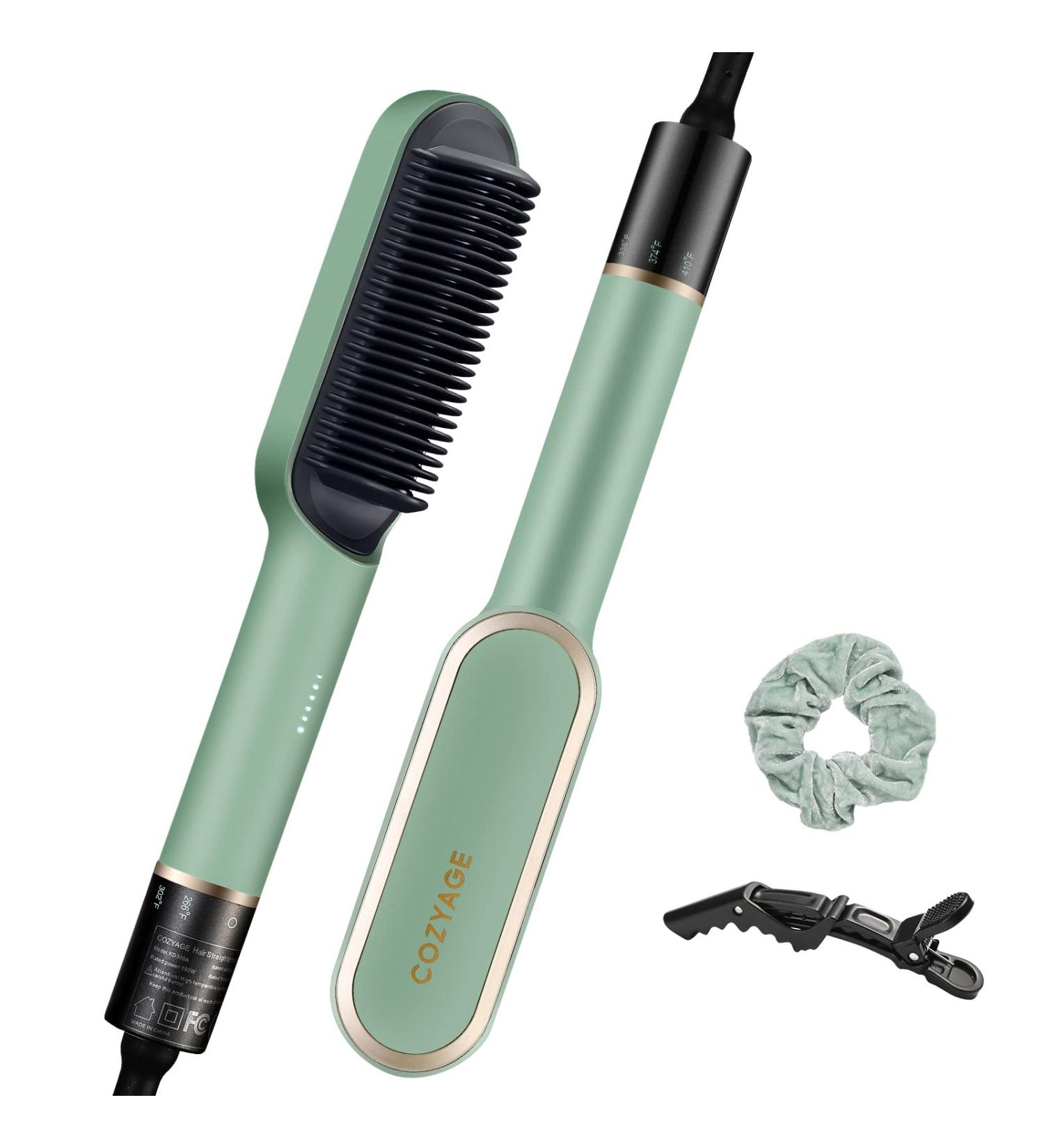 COZYAGE Hair Straightener Brush 2-in-1 Curler & Straightener | 5 Temp Settings, Anti-Scald, Fast Heating | Mint Green - Buy Online on GoSupps.com