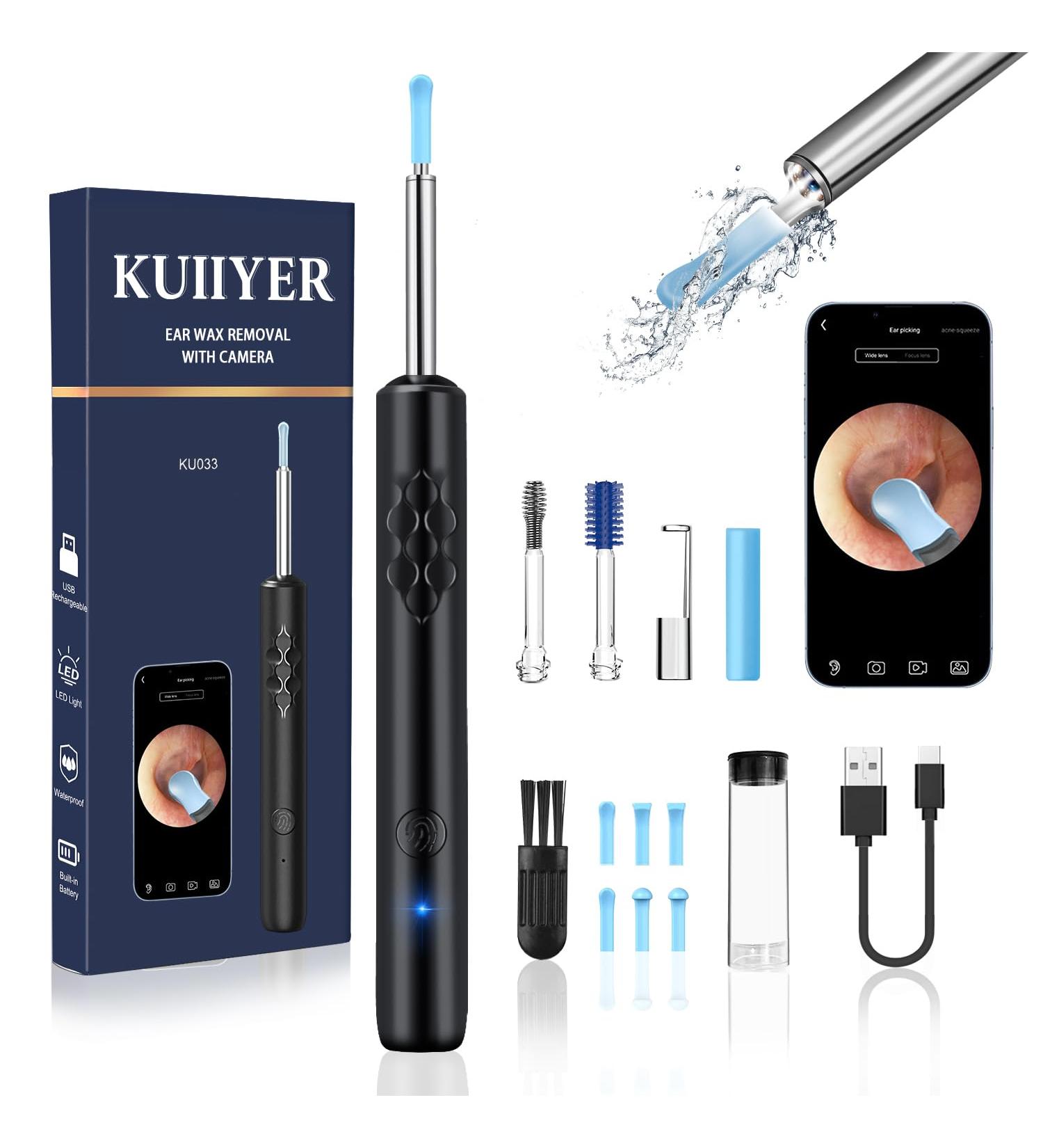 KUIIYER Ear Camera - 1080P WiFi Ear Cleaner Kit for Blackhead & Earwax Removal | Wireless Otoscope for iPhone & Android - Buy Online on GoSupps.com