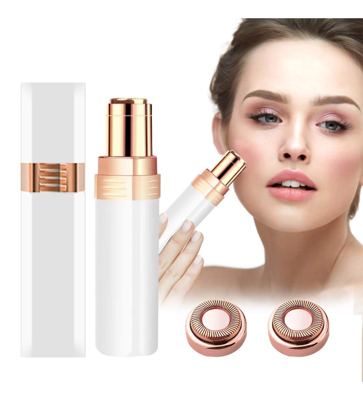 Portable Facial Hair Remover for Women - Painless Electric Shaver and Trimmer with Built-in Light and Replacement Head - White - Buy Online on GoSupps.com