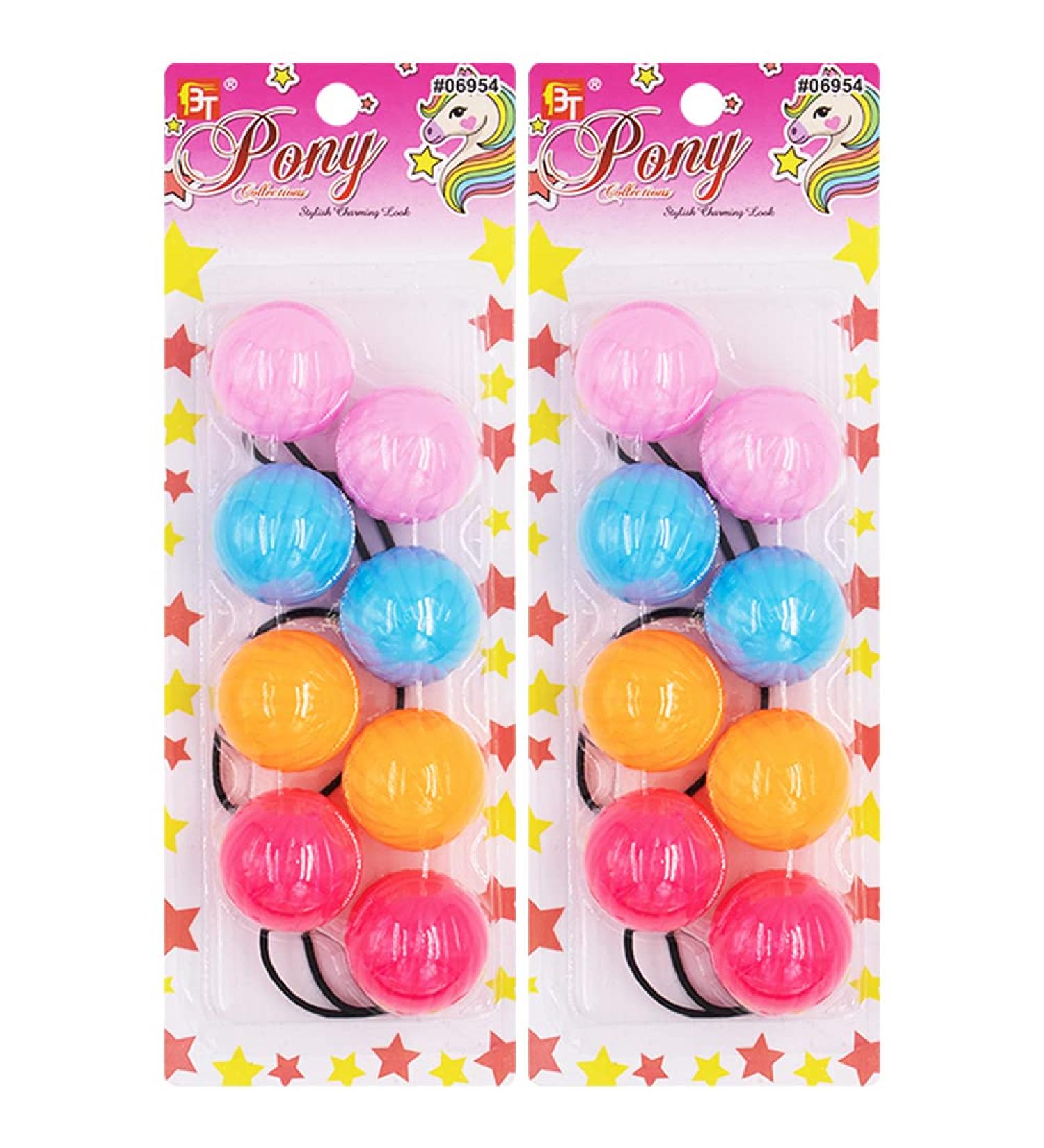 8 Pcs 40mm Large Ball Bubble Hair Ties - Colorful Elastic Ponytail Holders for Kids & Women - Light Pink/Sky Blue/Orange/Hot Pink/Red - Buy Online on GoSupps.com