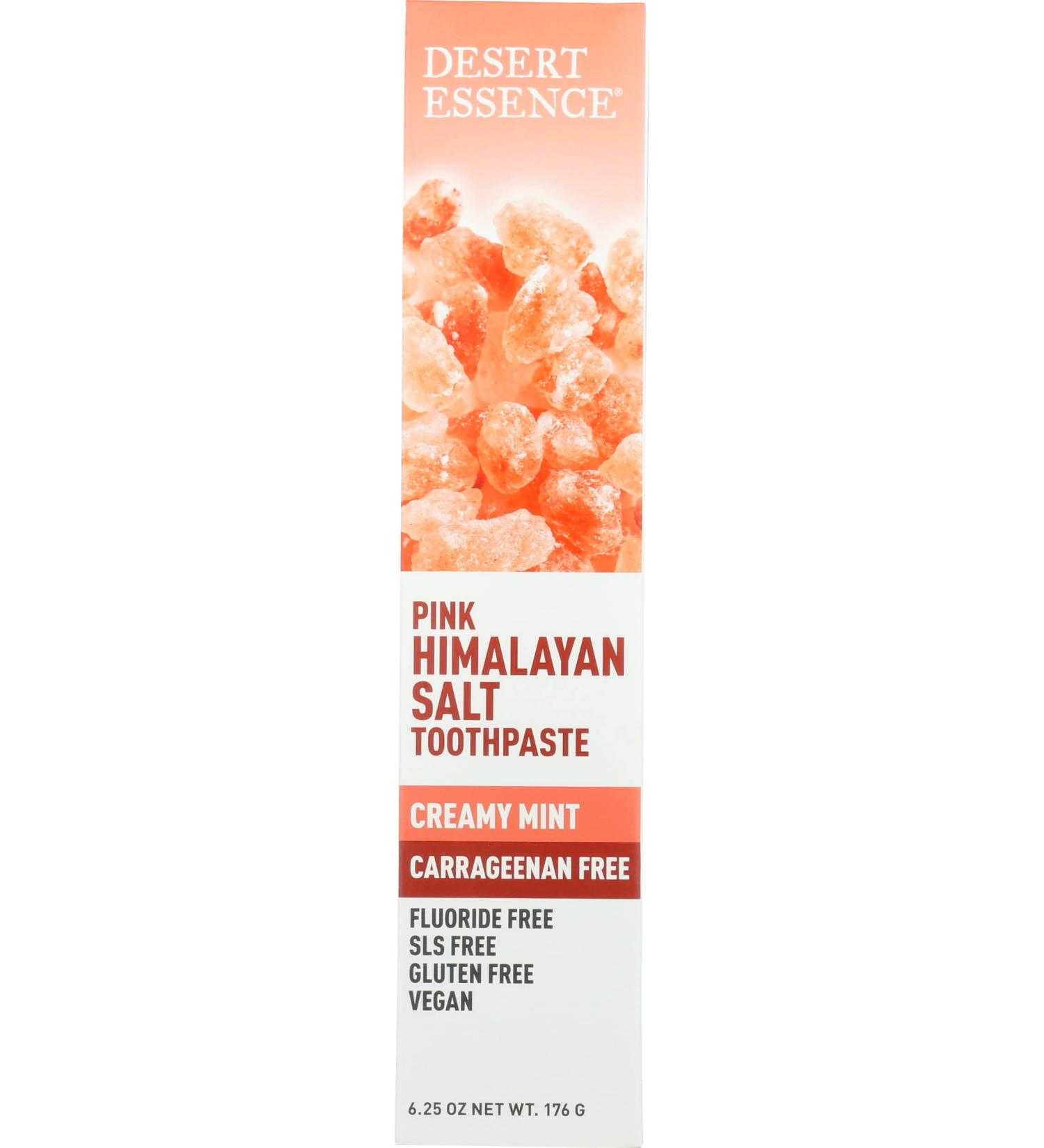 Desert Essence Pink Himalayan Salt Toothpaste Creamy Mint Fluoride Free 6.25 Ounce (Pack of 3)
