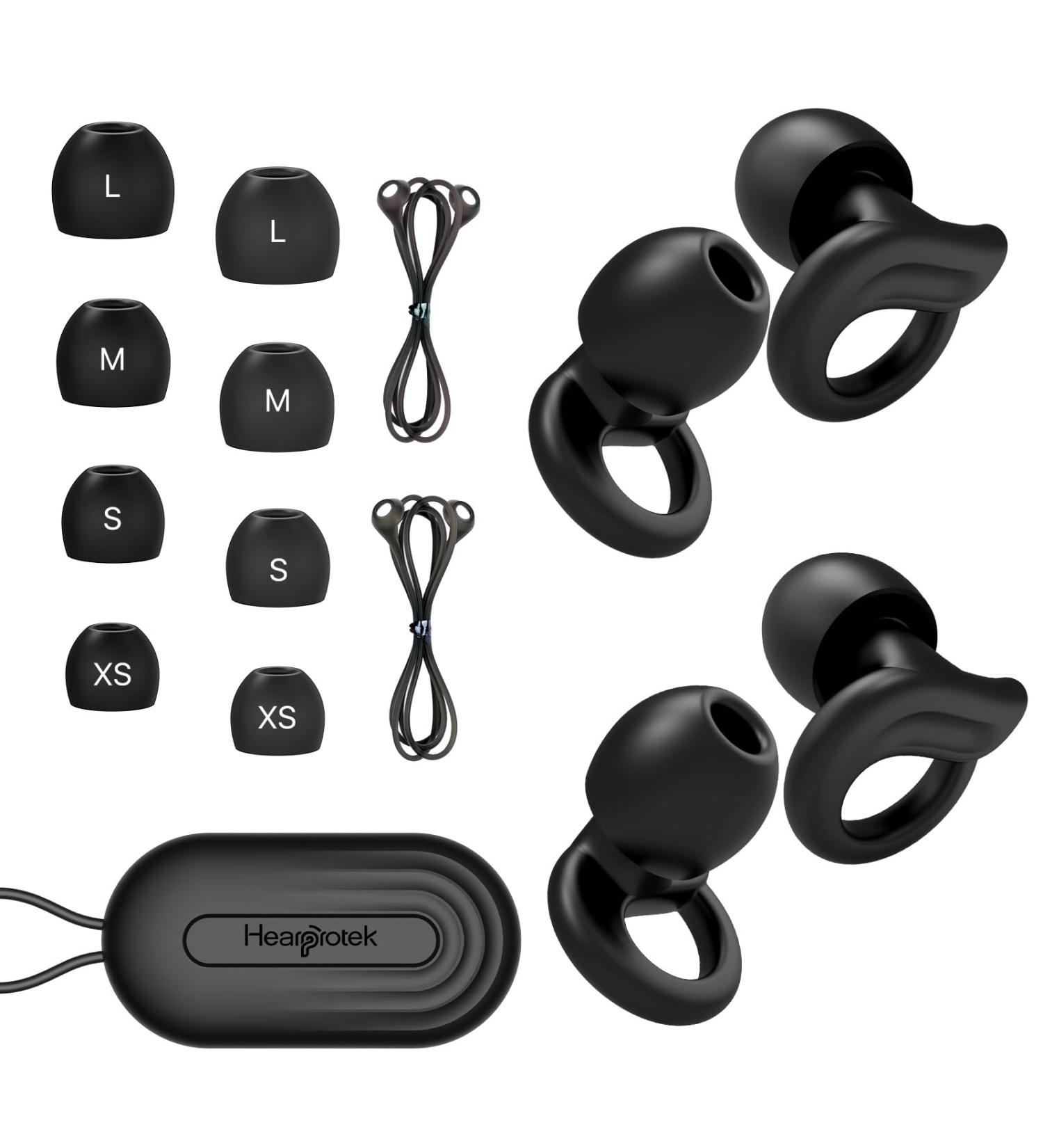 Hearprotek Silicone Ear Plugs for Sleep - 2 Pairs, 29dB Noise Cancelling, Snoring Reduction, Tinnitus Relief - Black - Buy Online on GoSupps.com