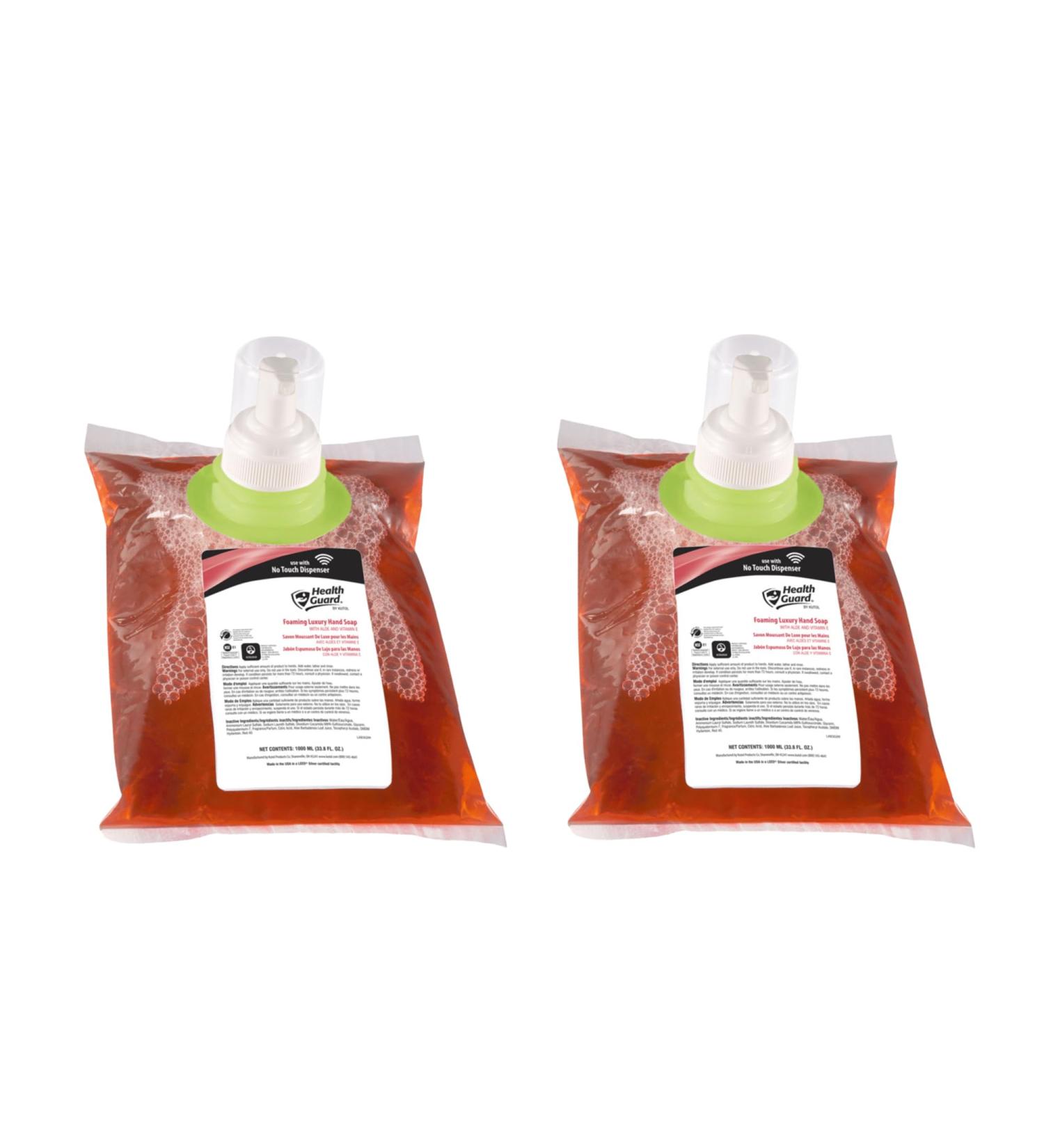 Health Guard 69044 Foaming Luxury Hand Soap 4/1000 mL Refill Bags Pink with Tropical Fragrance (Pack of 2) - Buy Online on GoSupps.com