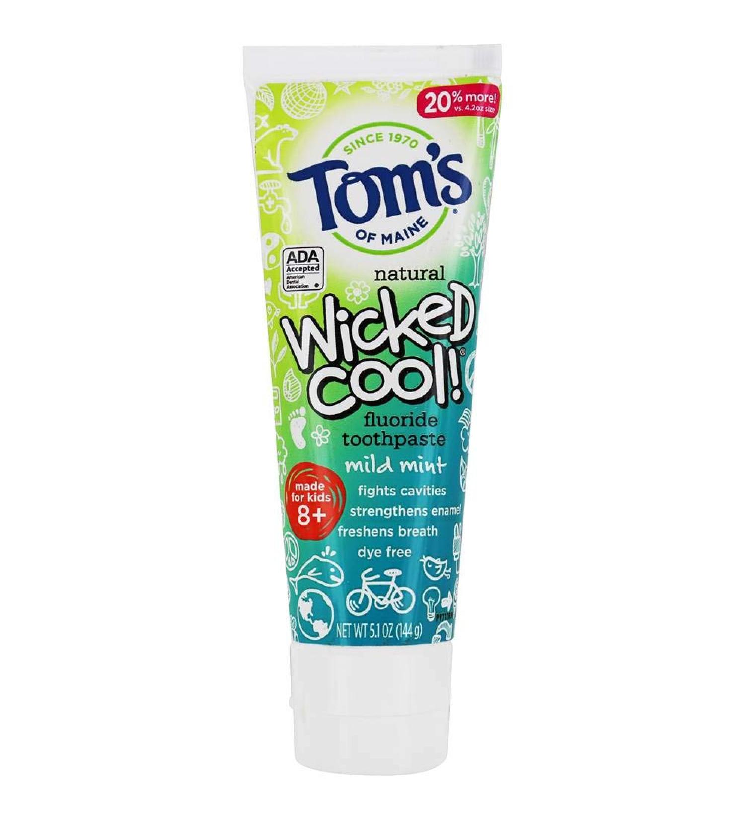 Tom's of Maine Wicked Cool Fluoride Toothpaste for Kids 8+ - Wild Mint 5.1 oz - Buy Online on GoSupps.com