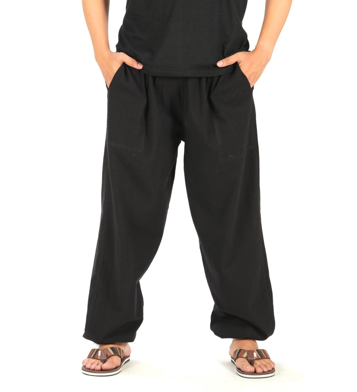 CandyHusky Men's Elastic Waist Casual Lounge Pajama Jogger Yoga Pants - Cotton, 4X-Large, Black - Buy Online on GoSupps.com
